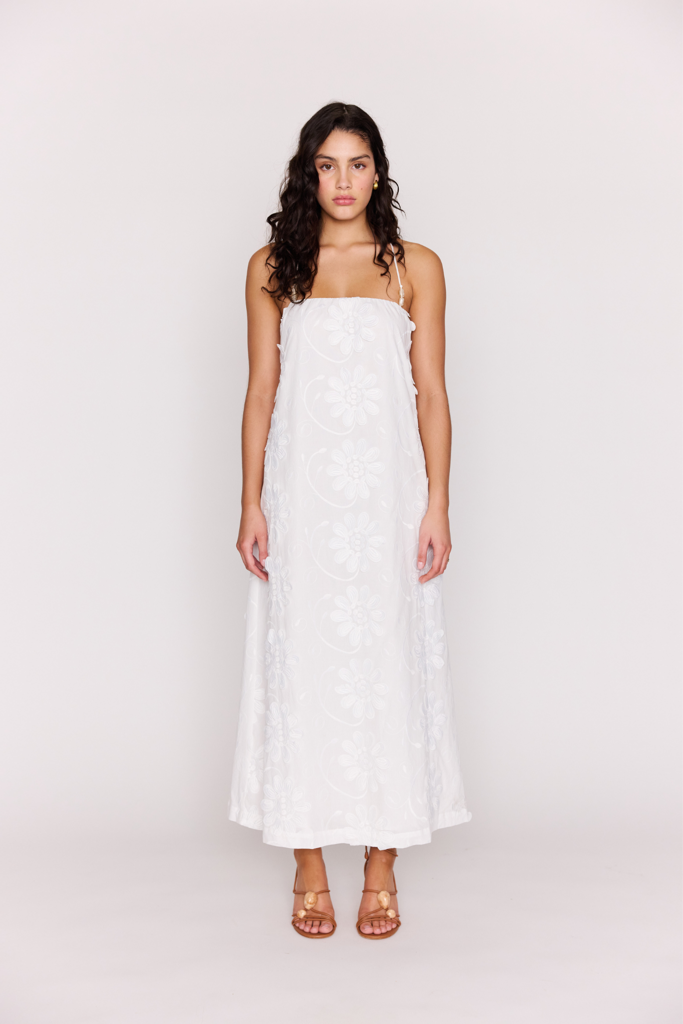 Alessia White Lace Back Maxi Dress