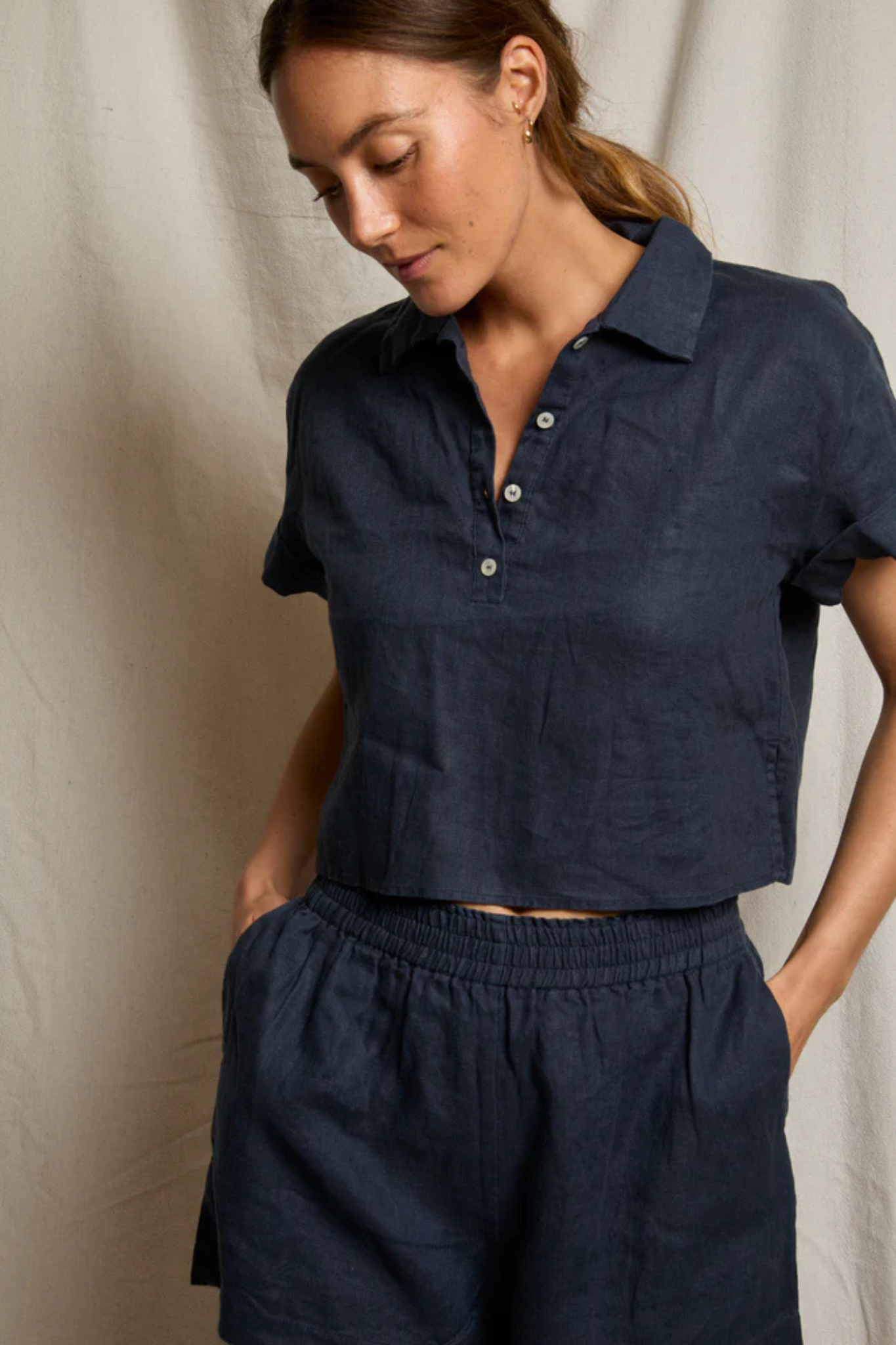 Malin Navy Linen Short