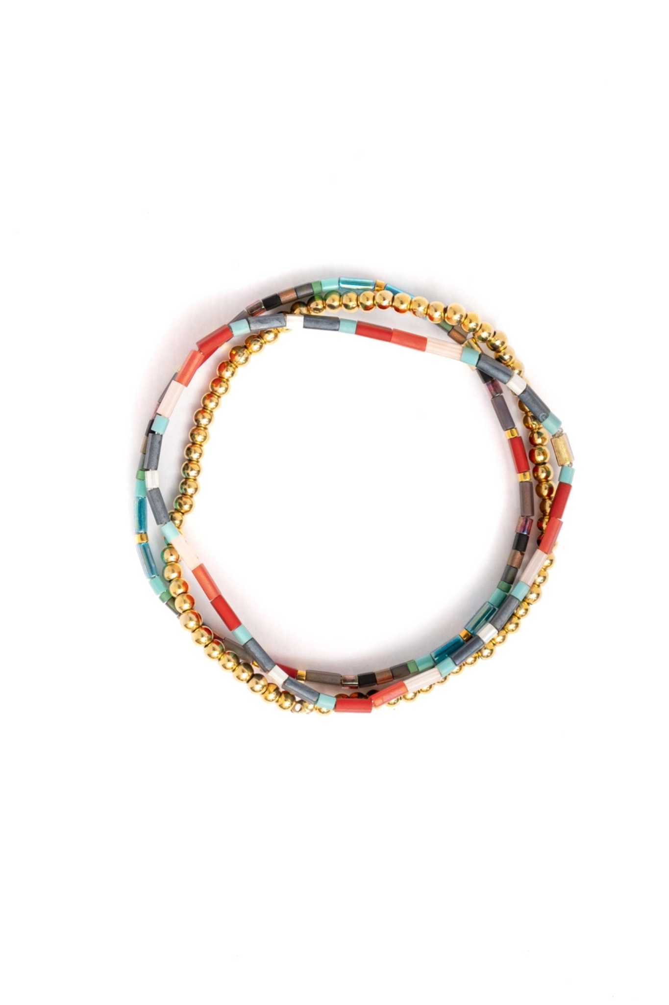 Red/Aqua Tile Bracelet Set