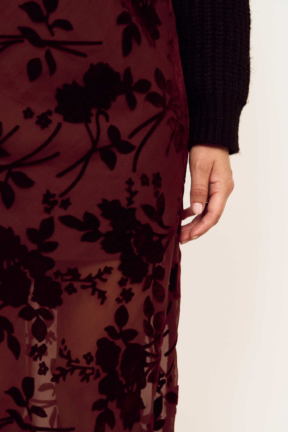 Anouk Chocolate Velvet Midi Skirt