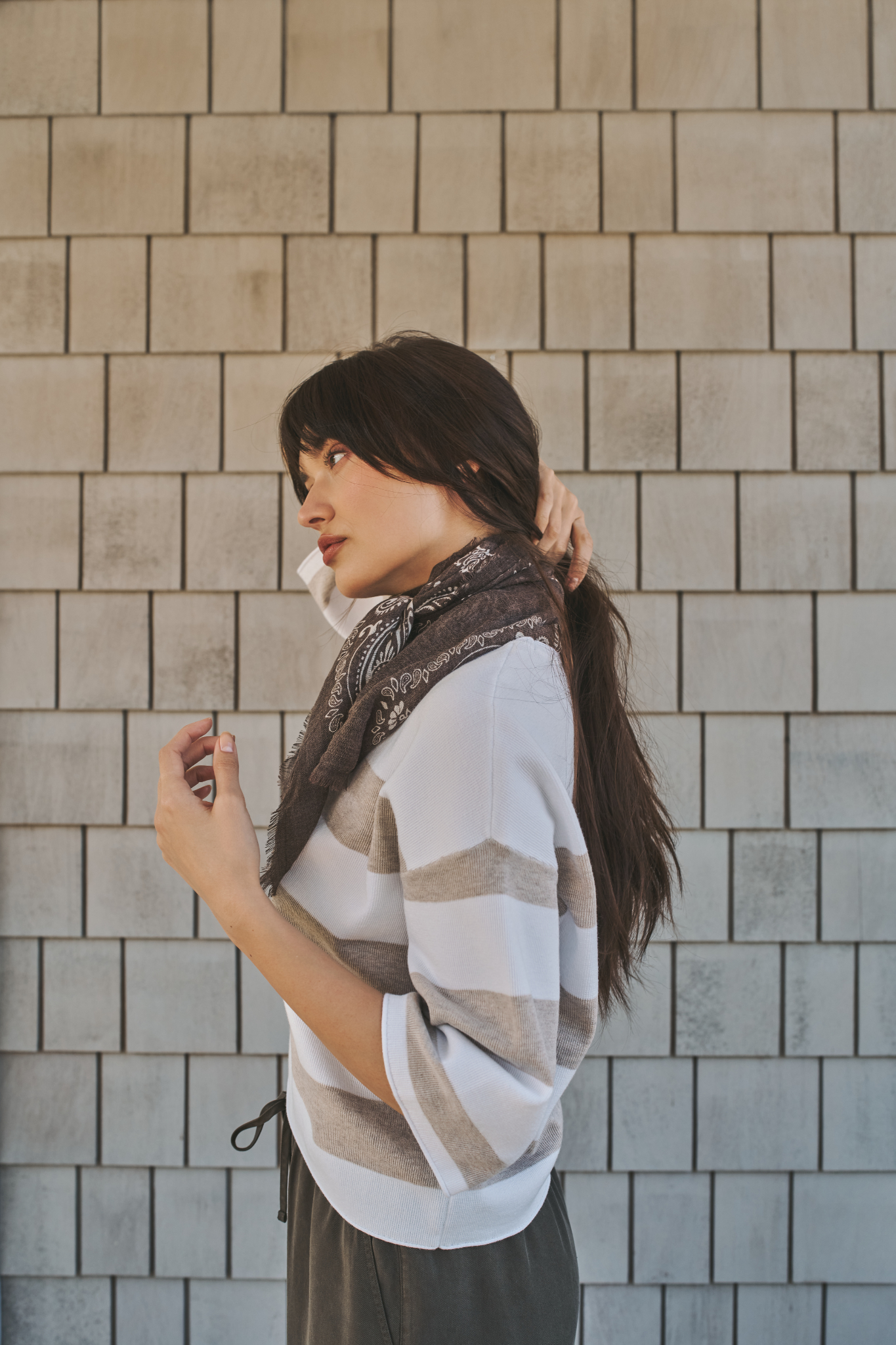 Amina Cream Stripe Knit Top