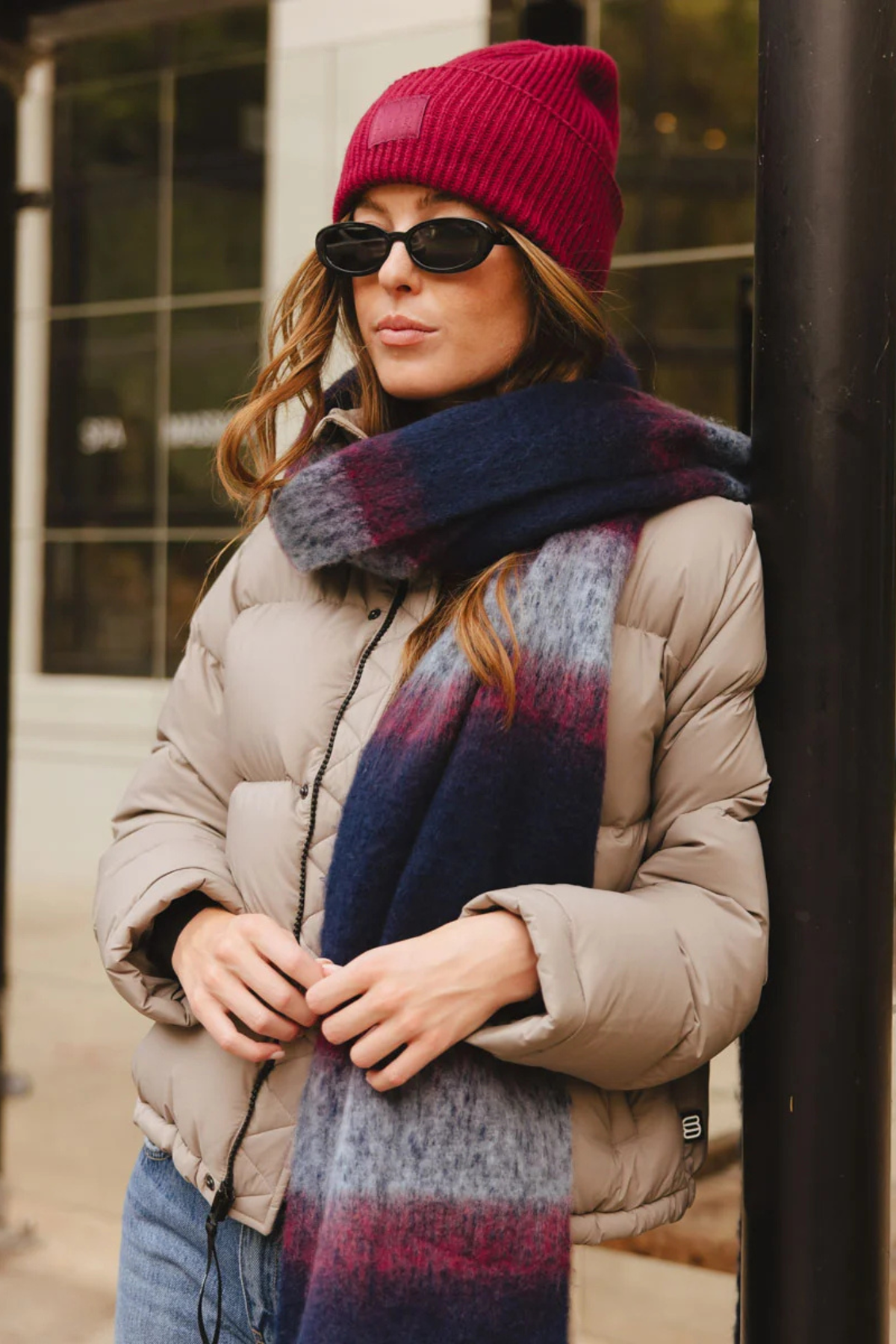 Burgundy Ribbed Knit Beanie