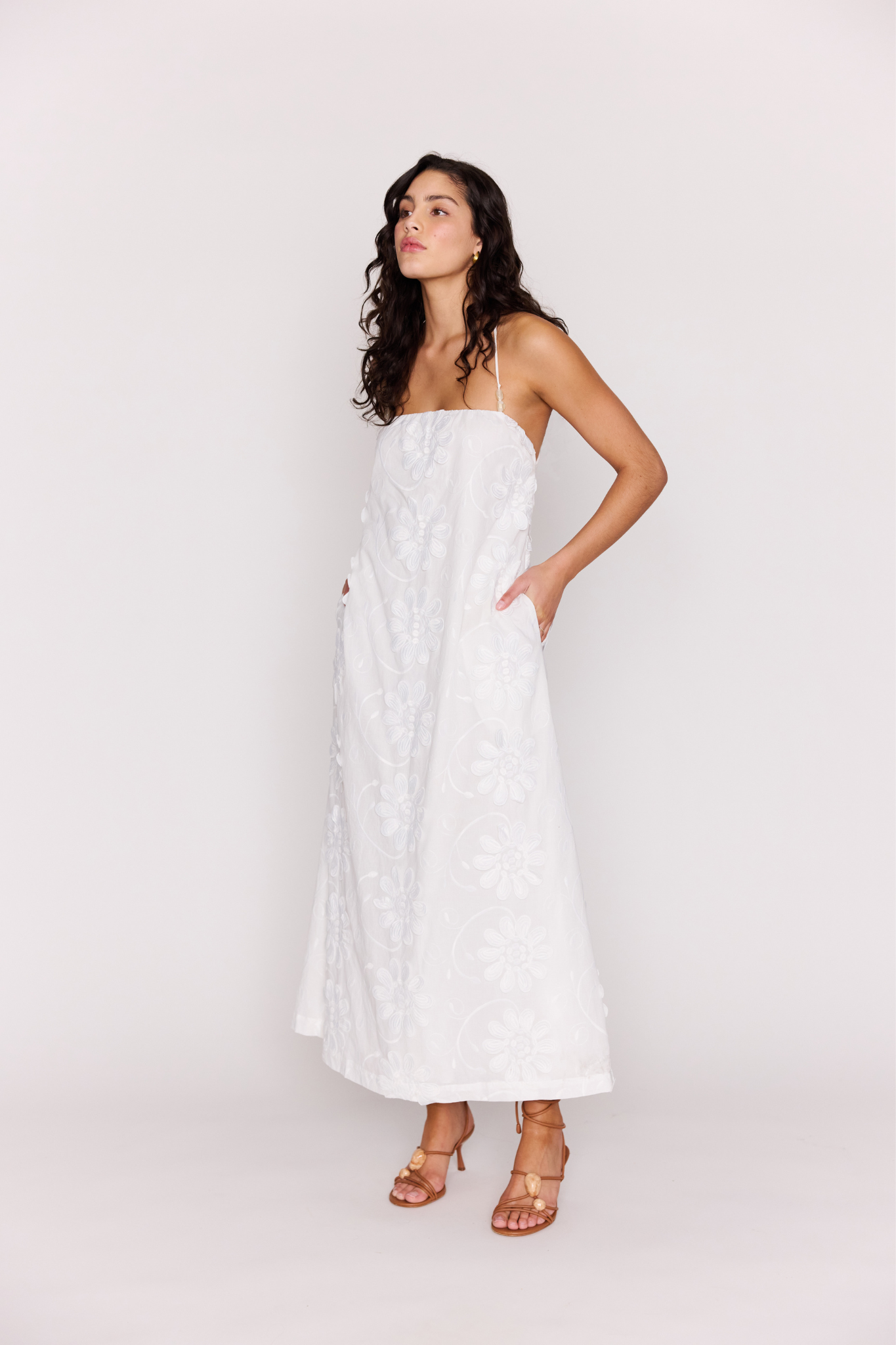 Alessia White Lace Back Maxi Dress