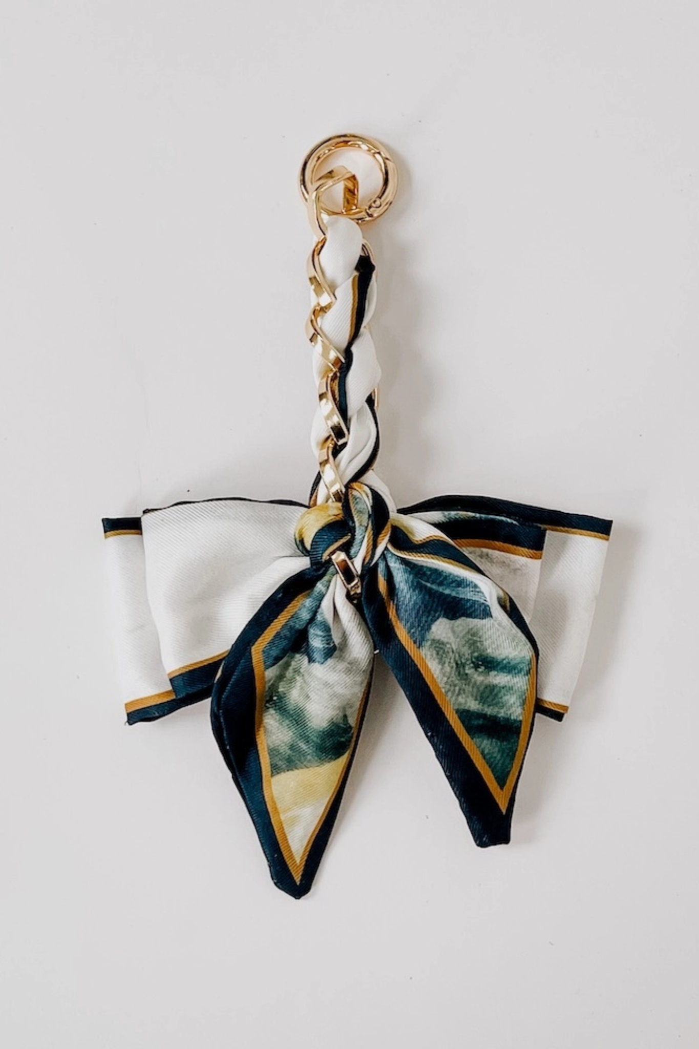 Navy Abstract Satin Bag Charm