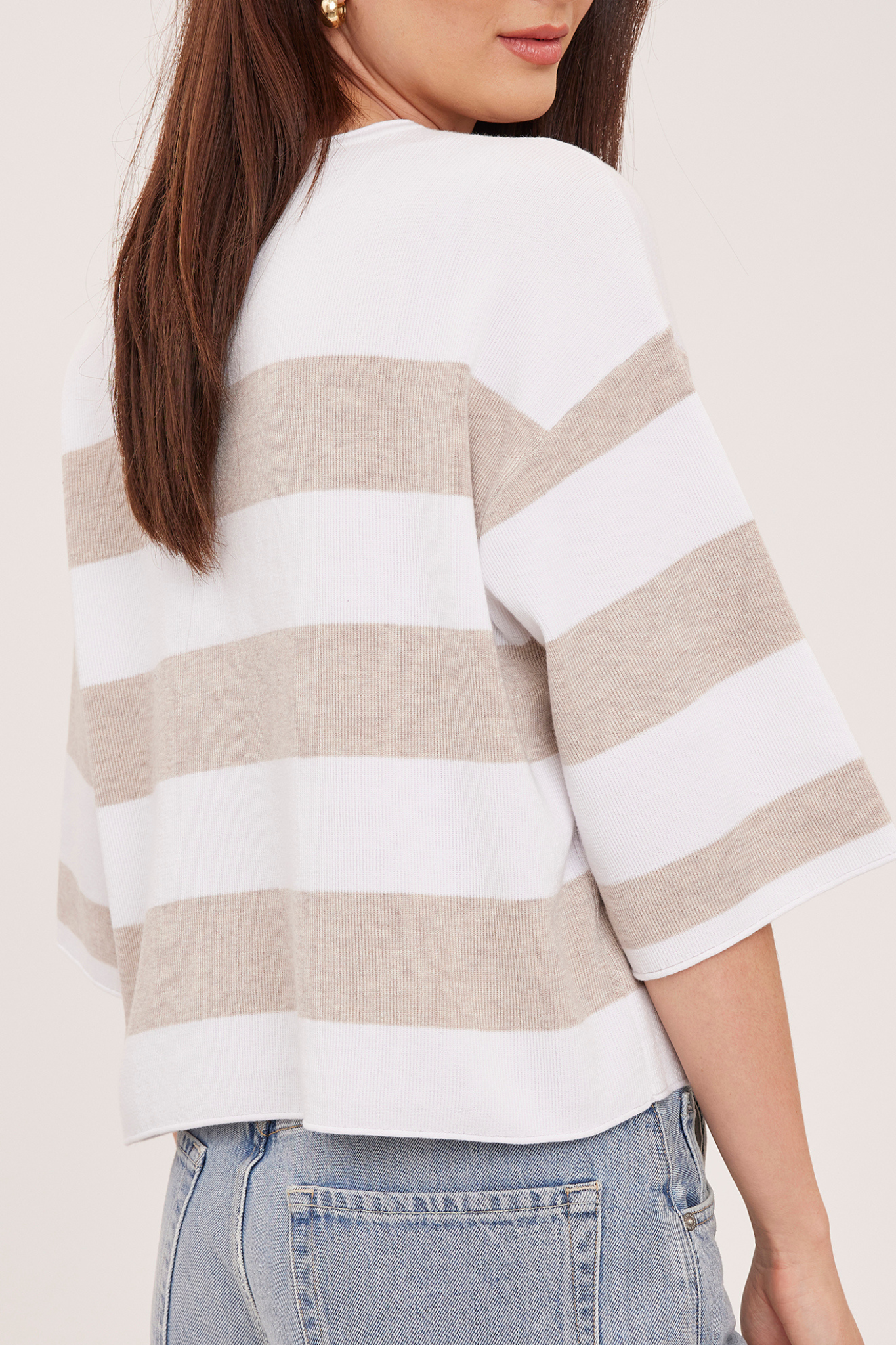 Amina Cream Stripe Knit Top