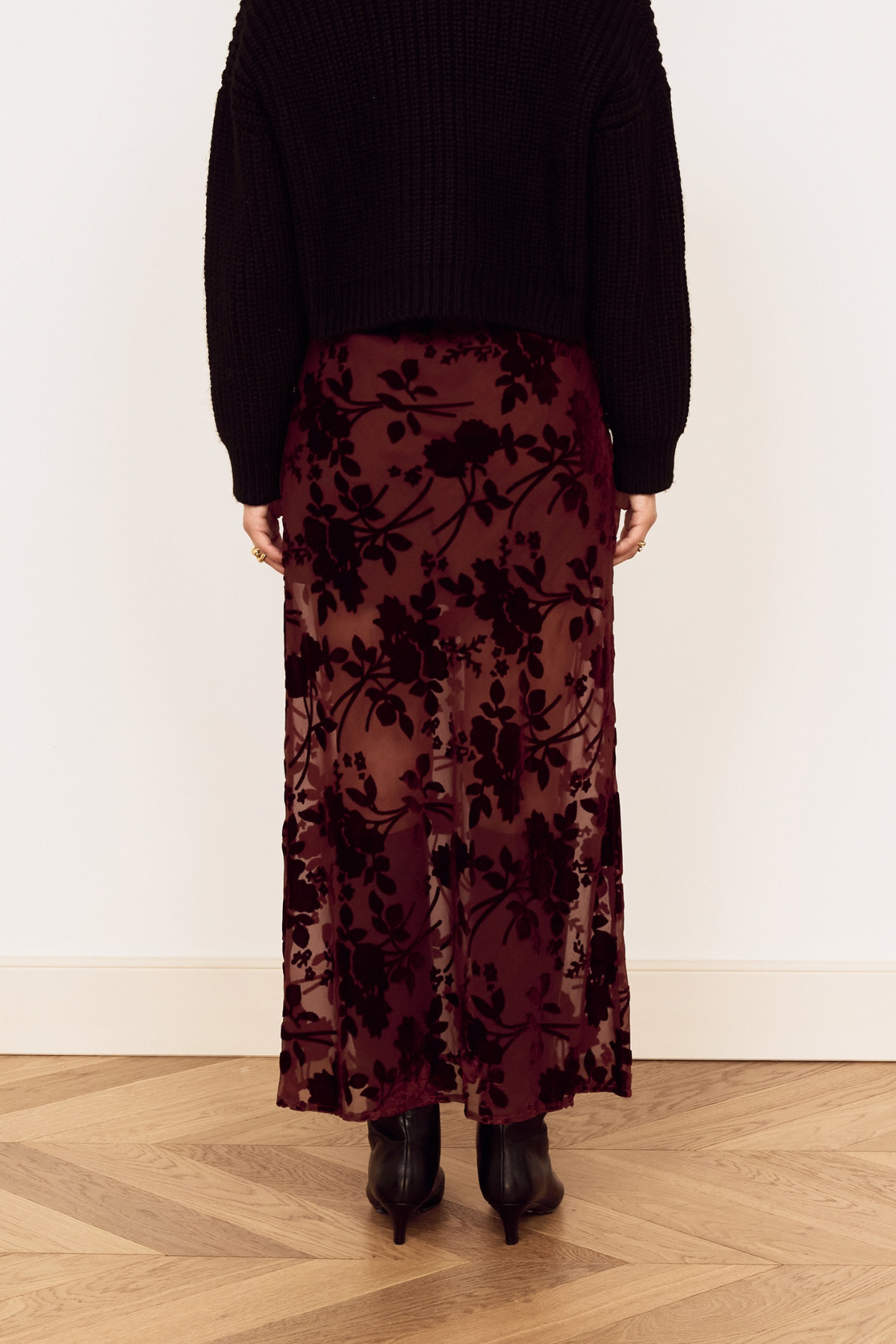Anouk Chocolate Velvet Midi Skirt