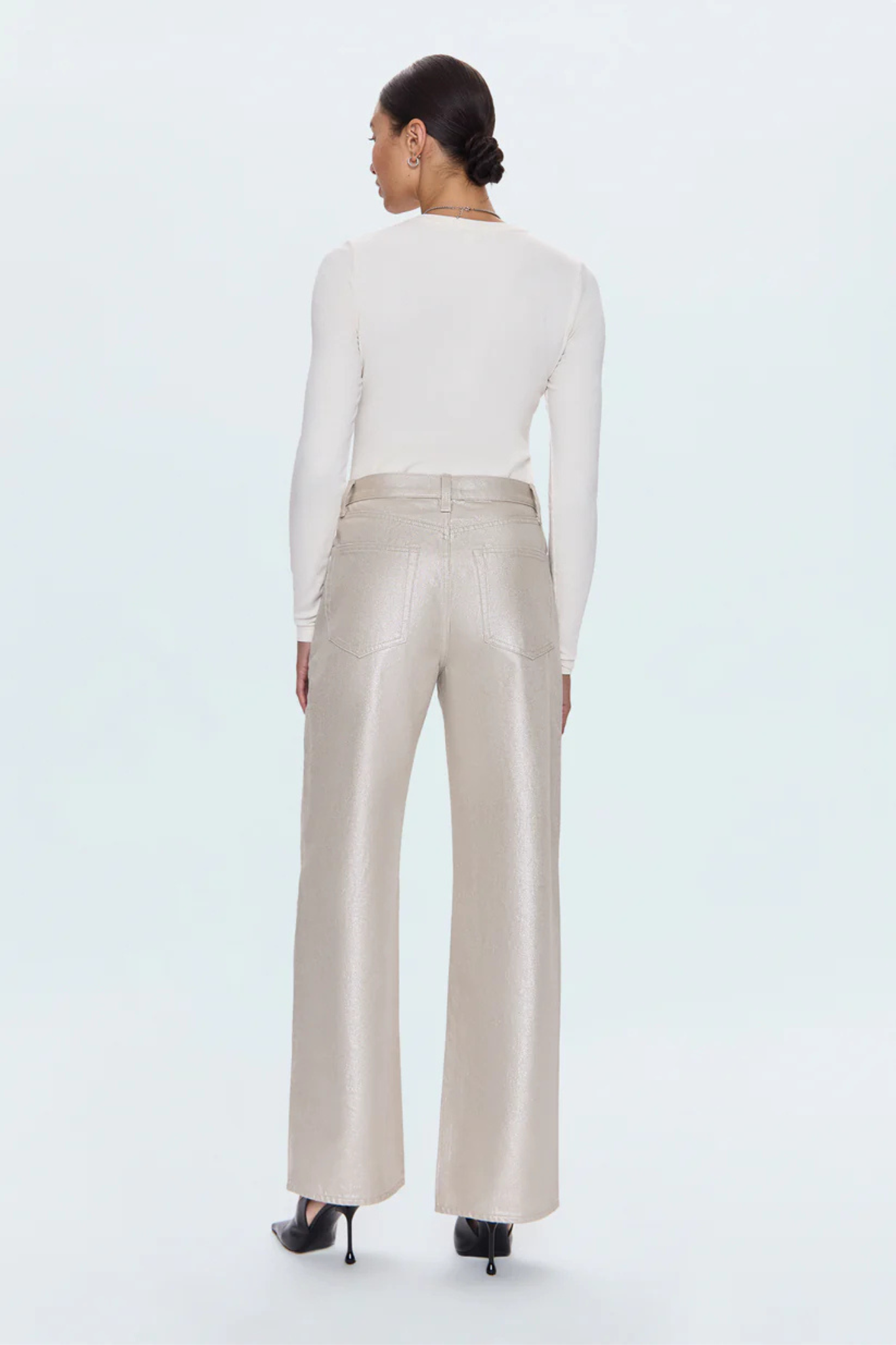 Tate Luster High Rise Bowed Wide Leg