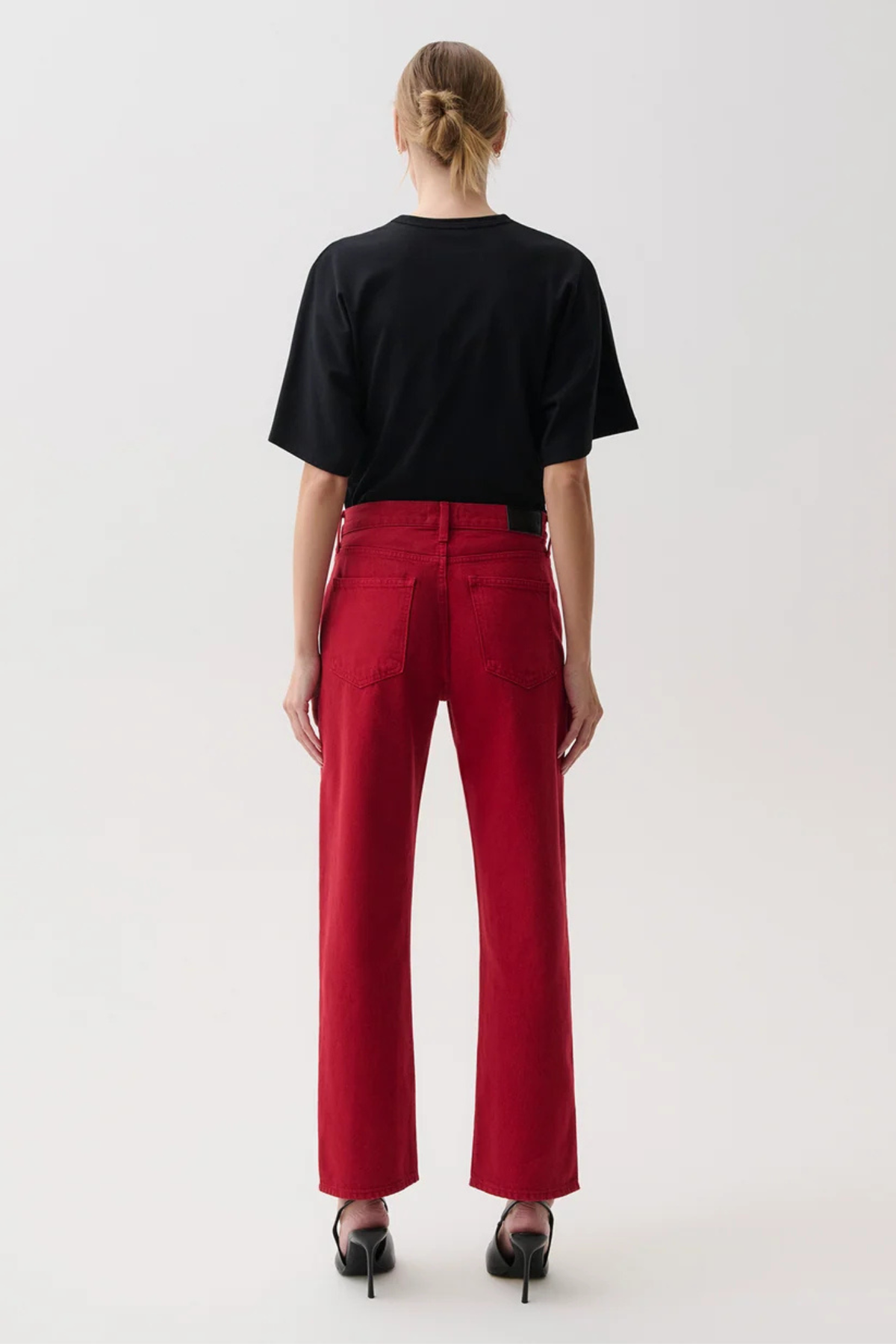 Lexi Savvy Red Mid Rise Bowed Straight