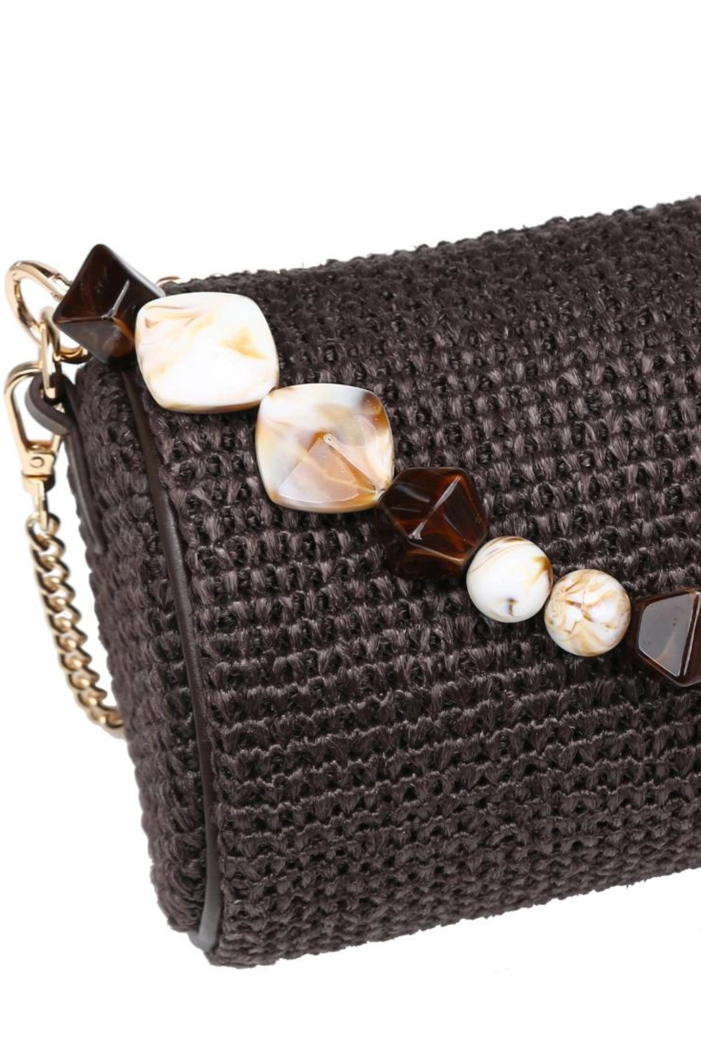 Rachel Chocolate Straw Clutch