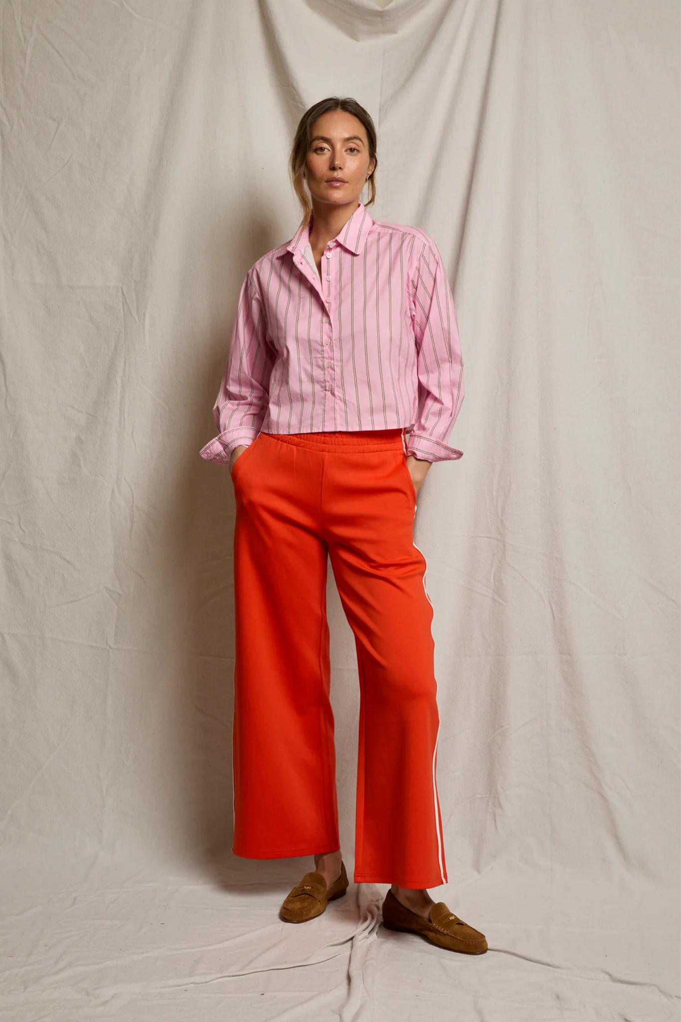 Naomi Sugar Pink Stripe Button Up