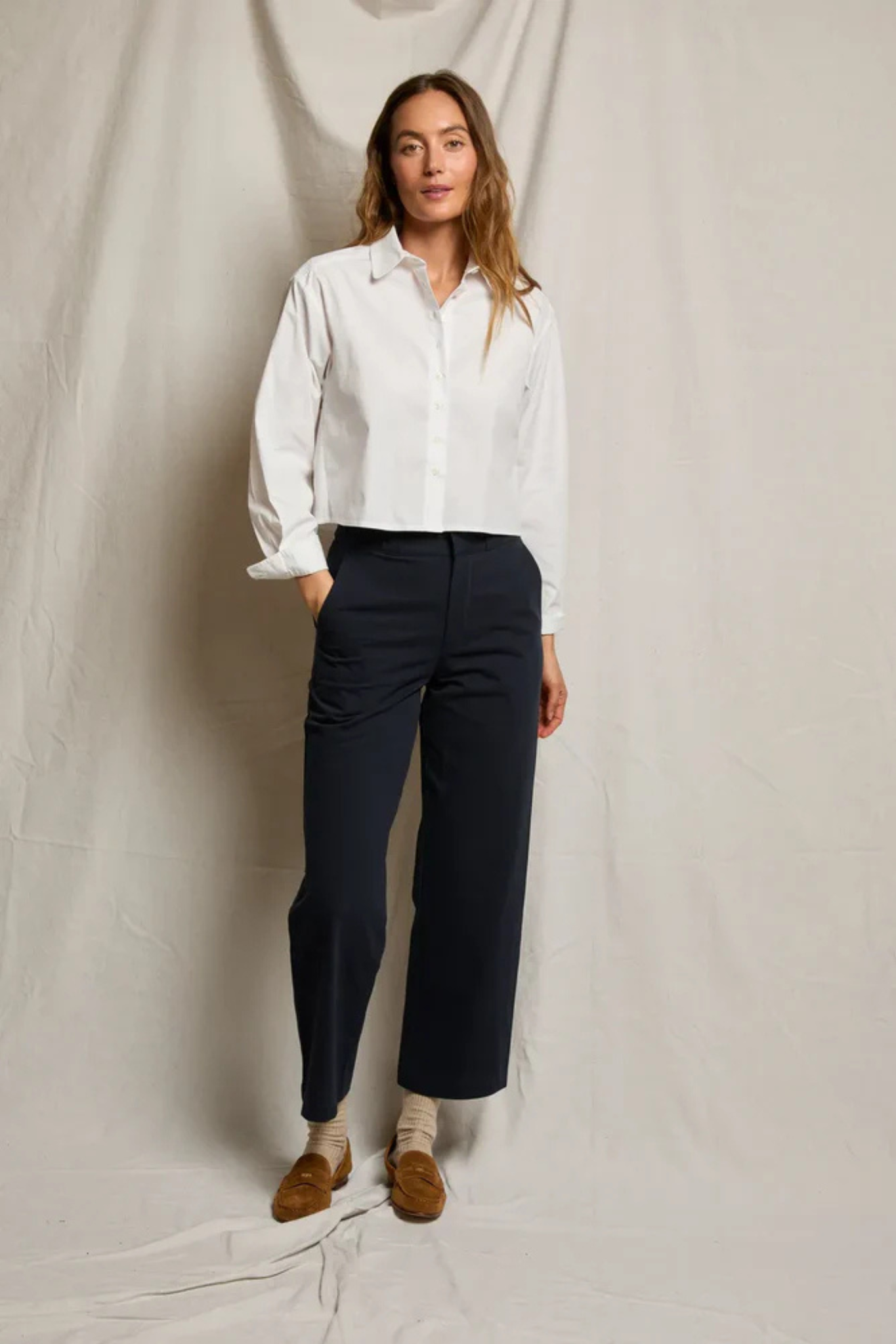 Naomi White Poplin Button Down