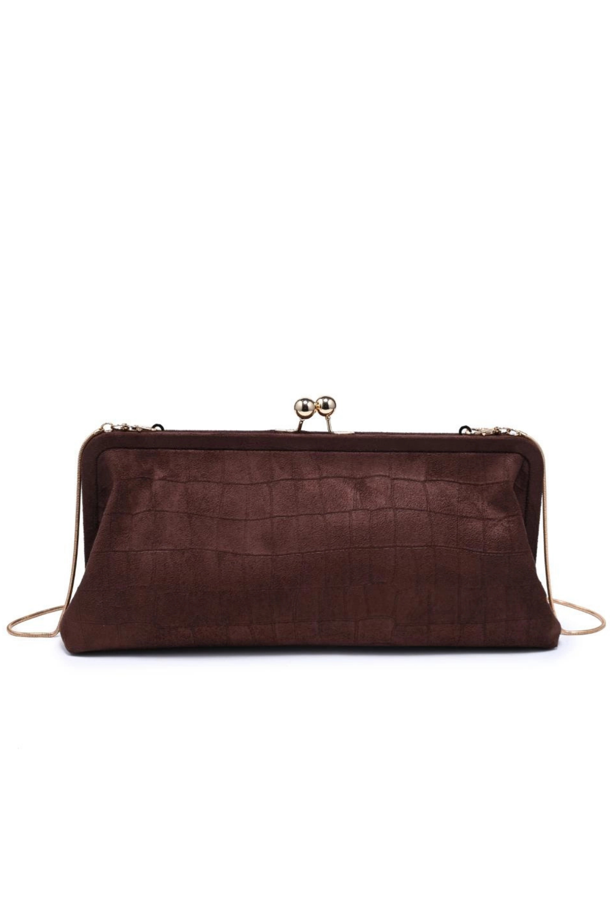 Kristin Chocolate Faux Suede Clutch