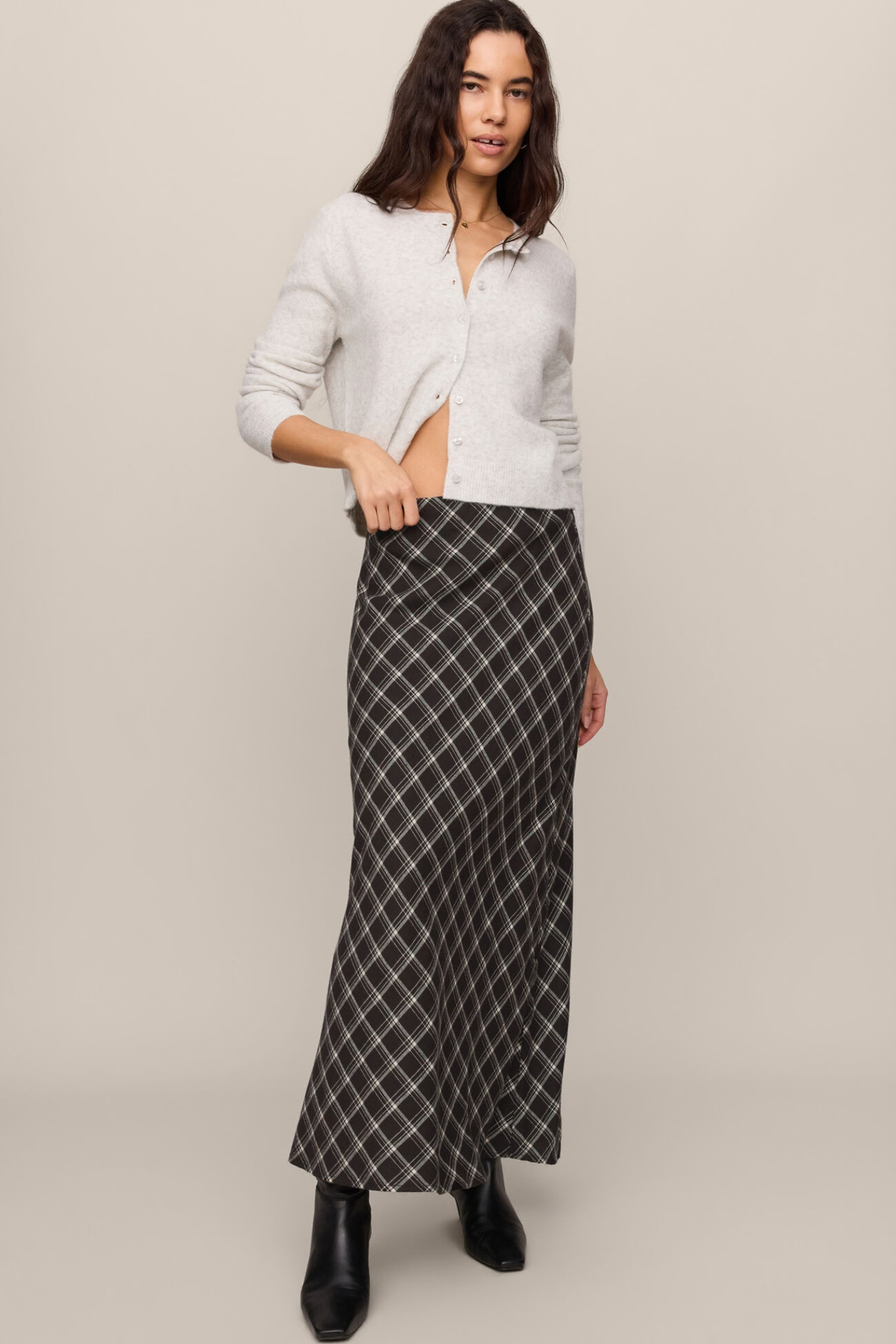 Europa Ash Black Plaid Skirt