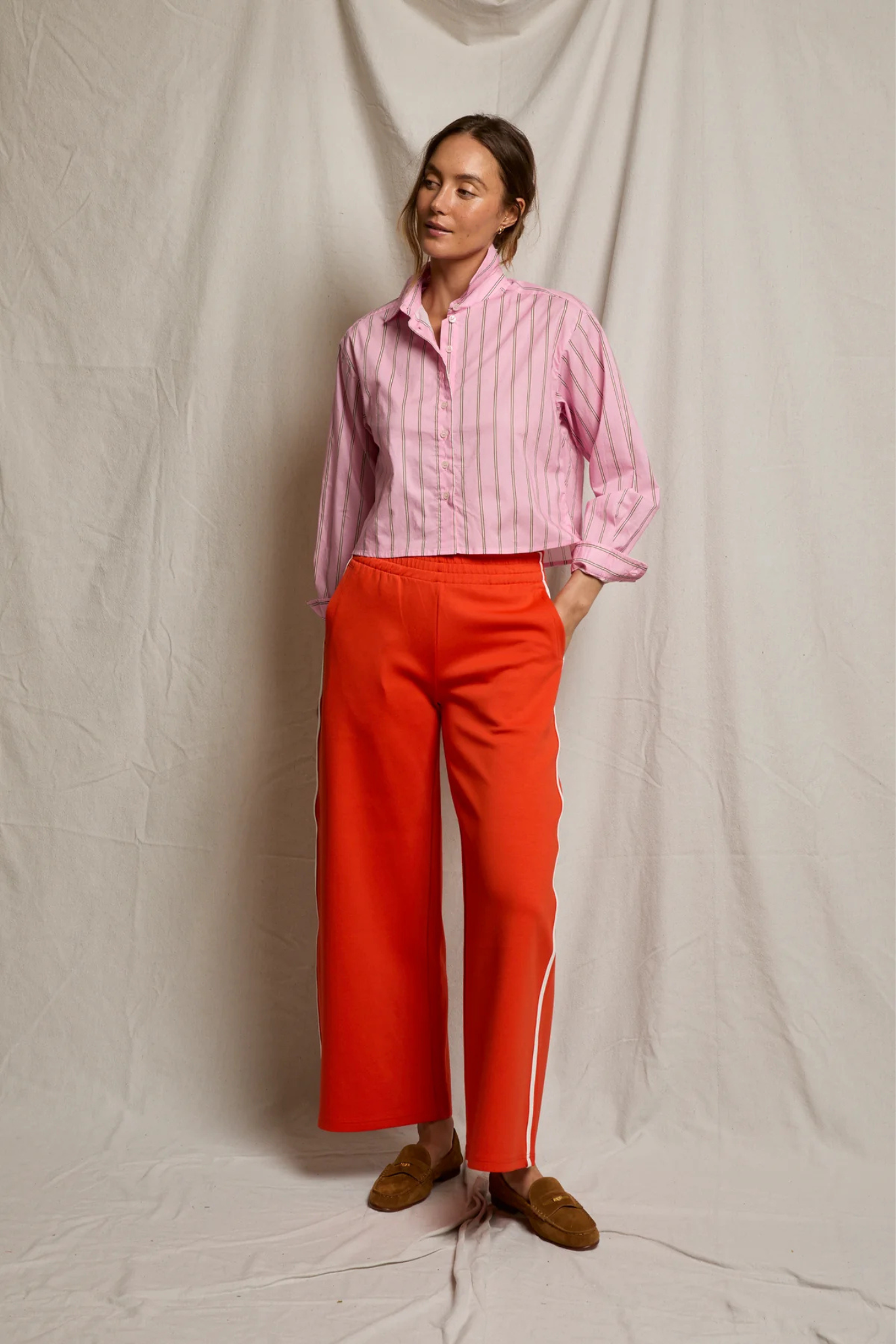 Naomi Sugar Pink Stripe Button Up