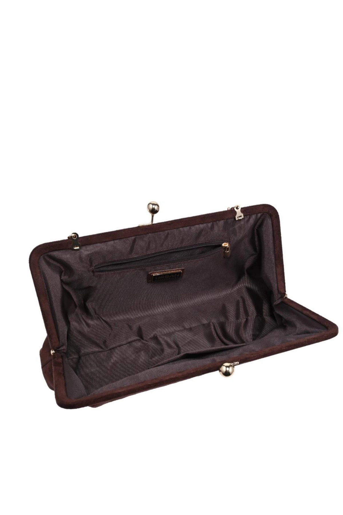 Kristin Chocolate Faux Suede Clutch