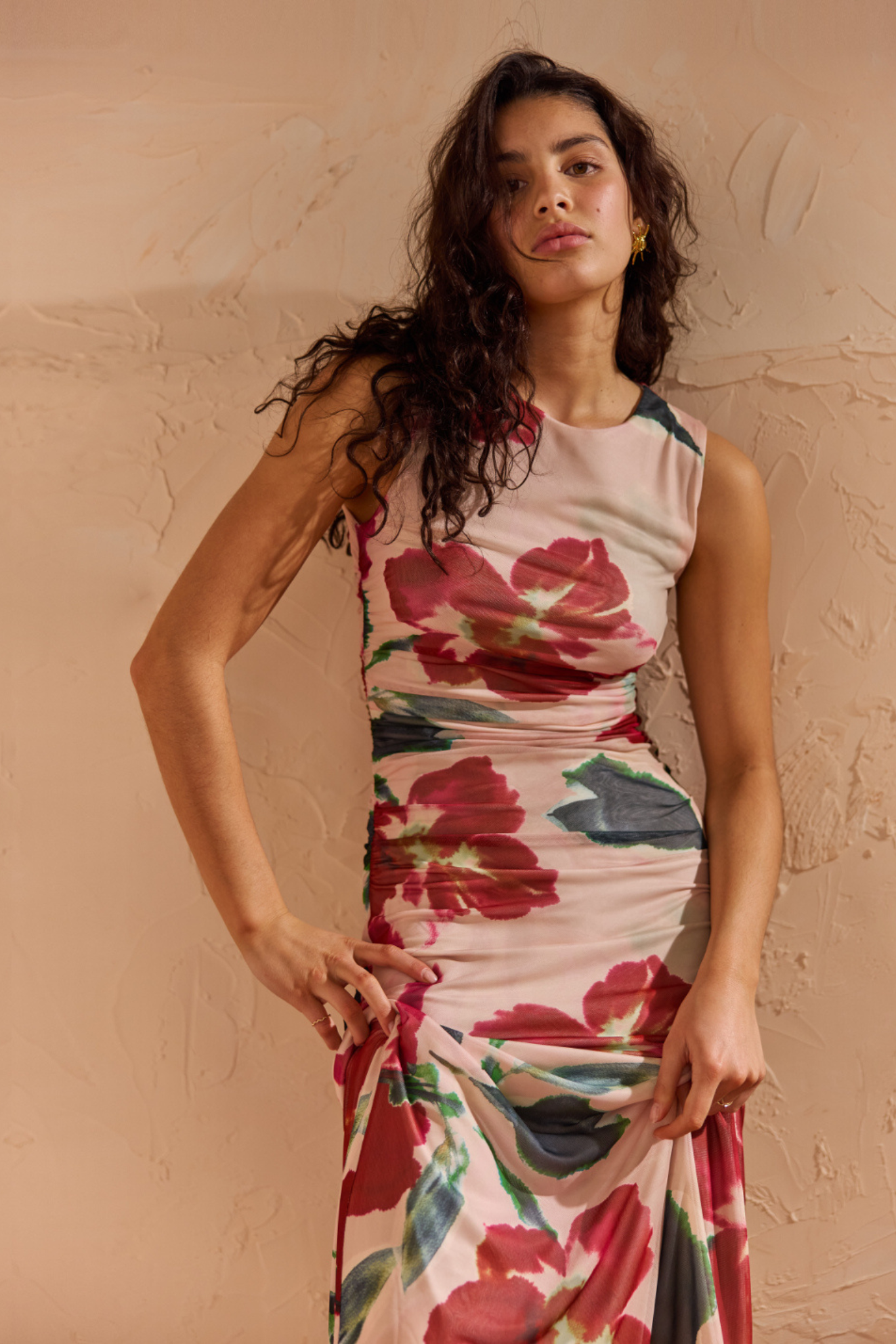 Arabella Floral Mesh Midi Dress