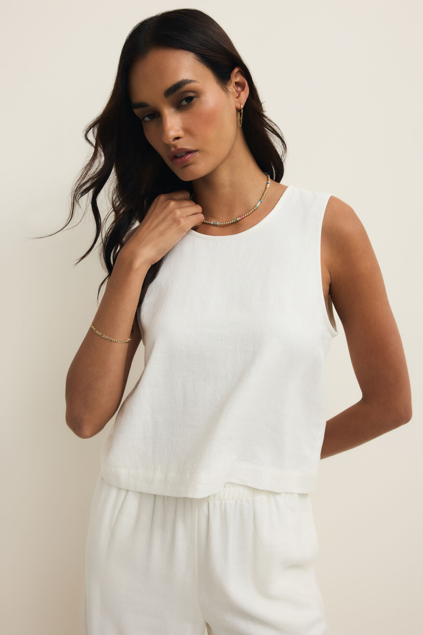 Sloane White Linen Tank