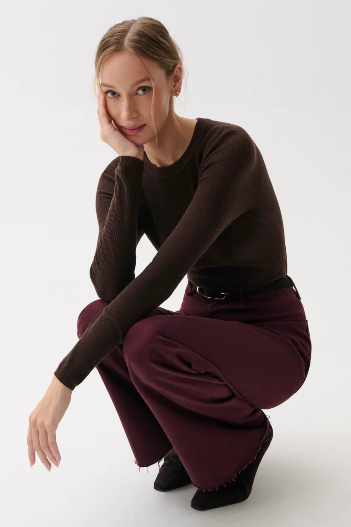 Penny Claret High Rise Wide Leg
