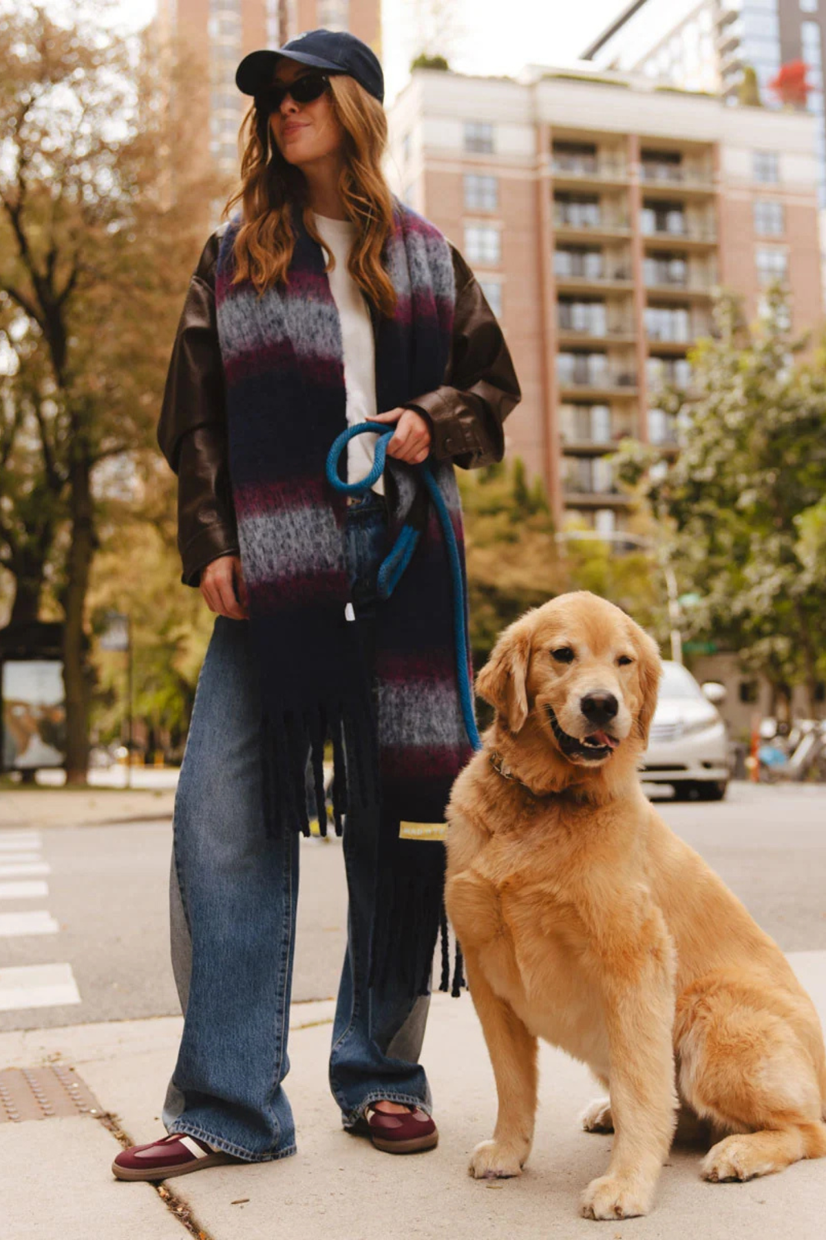 Navy Multi Stripe Blanket Scarf