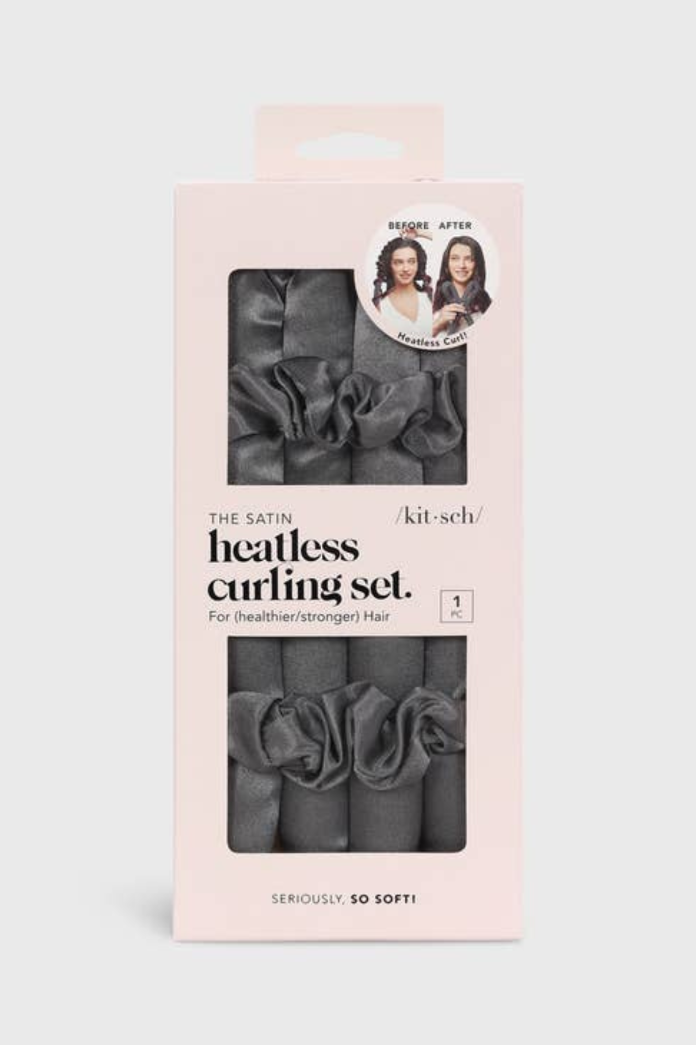 Charcoal Satin Heatless Curling Set