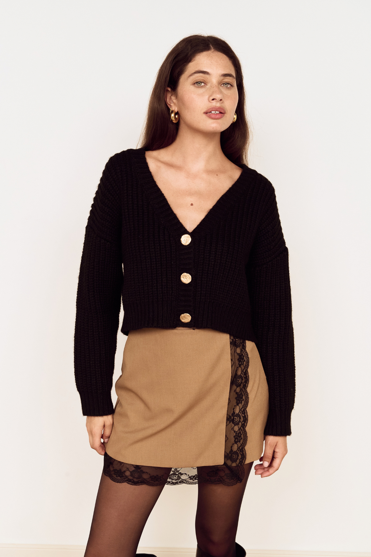 Lumen Black Crop Cardigan
