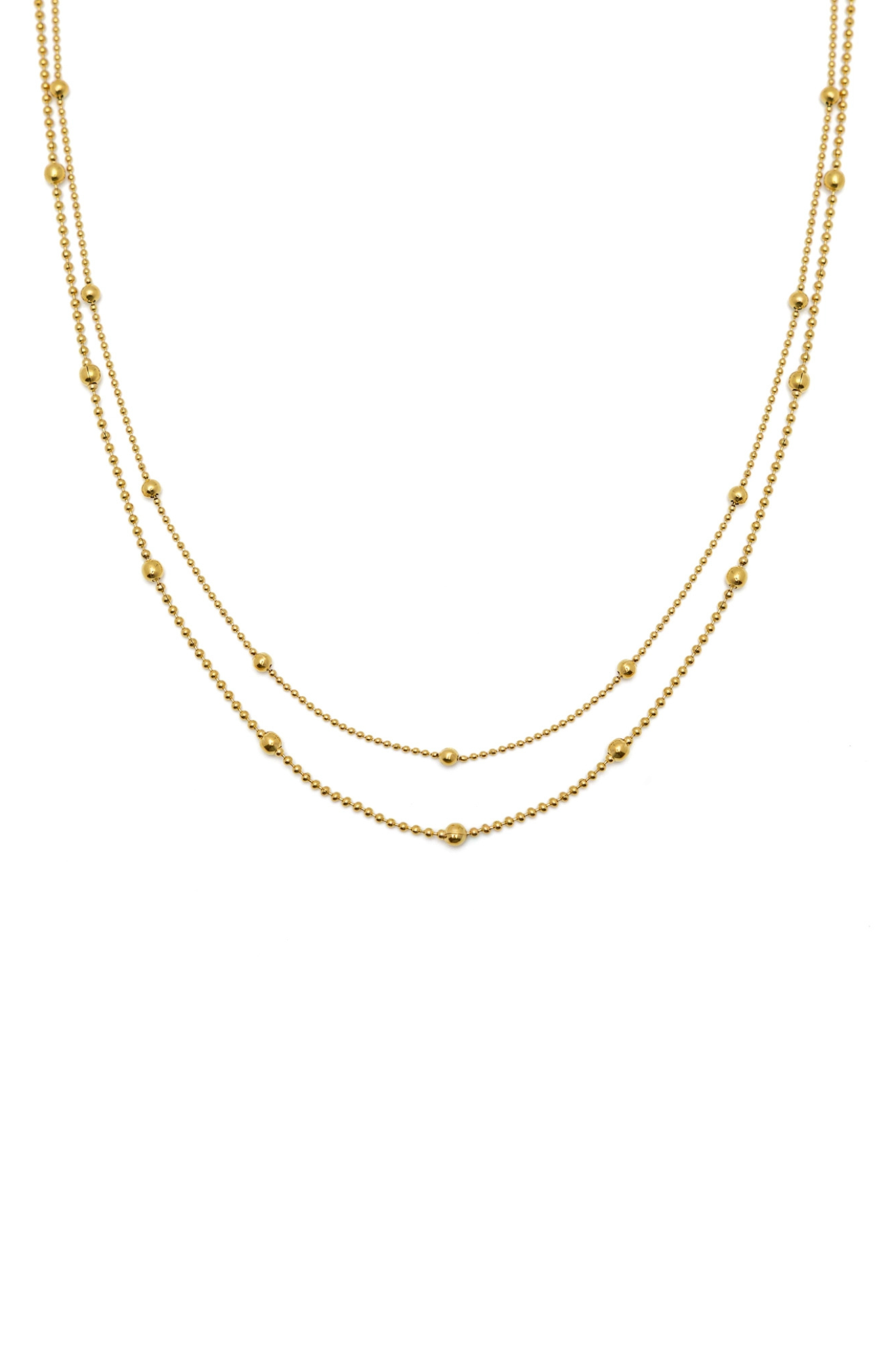 Gold Double Beaded Chain Necklace