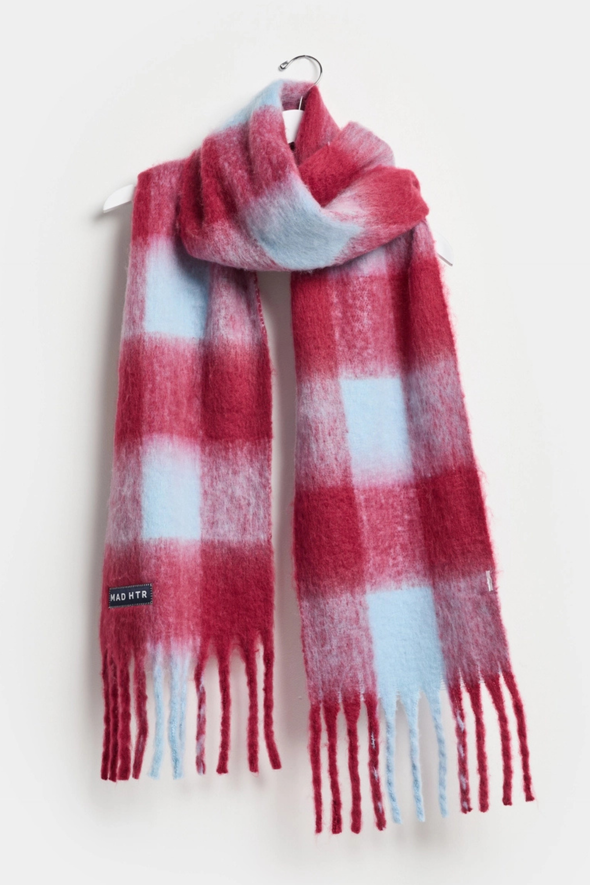 Burgundy/Blue Plaid Blanket Scarf