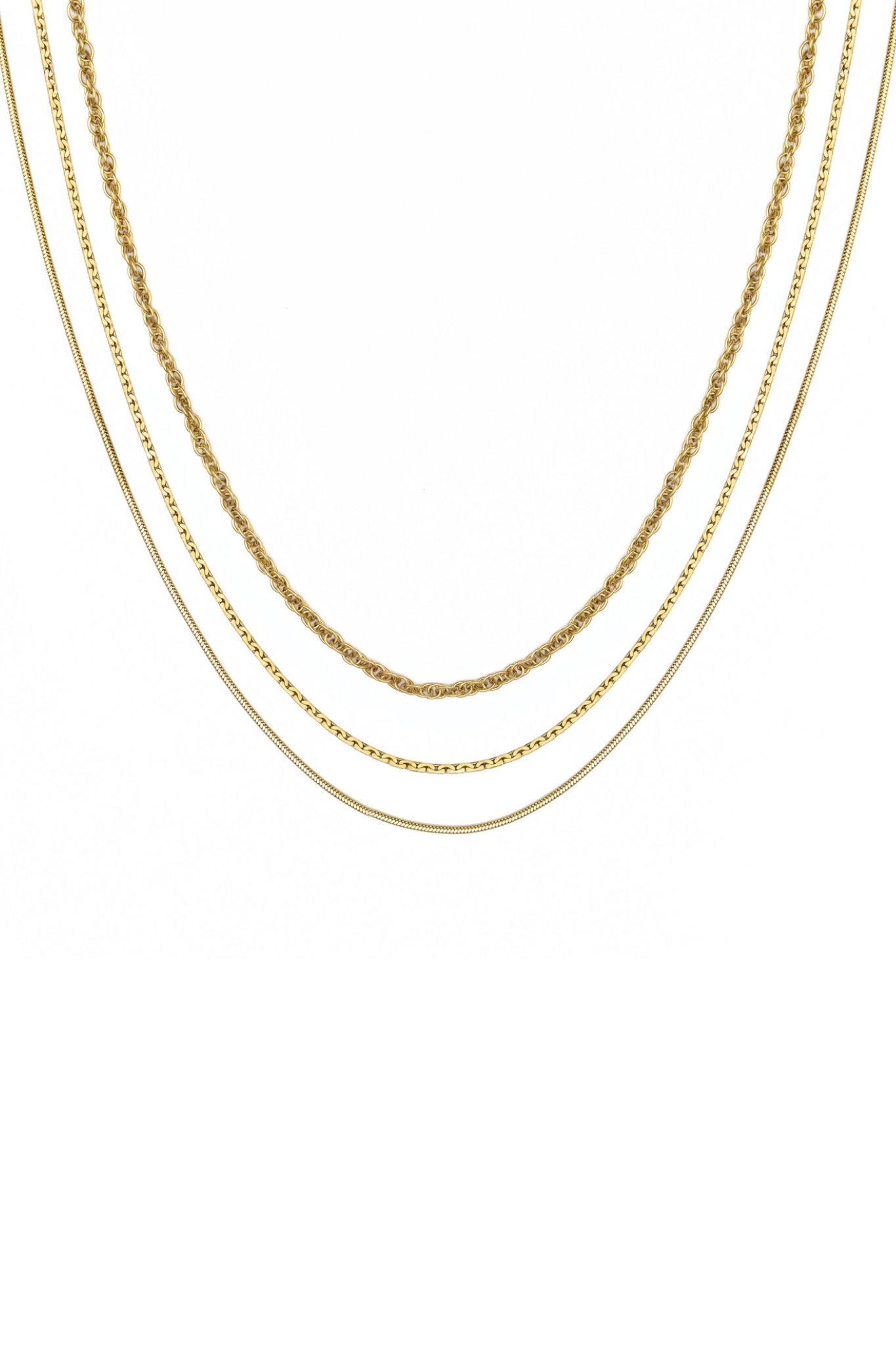 Gold Triple Layer Rope Necklace