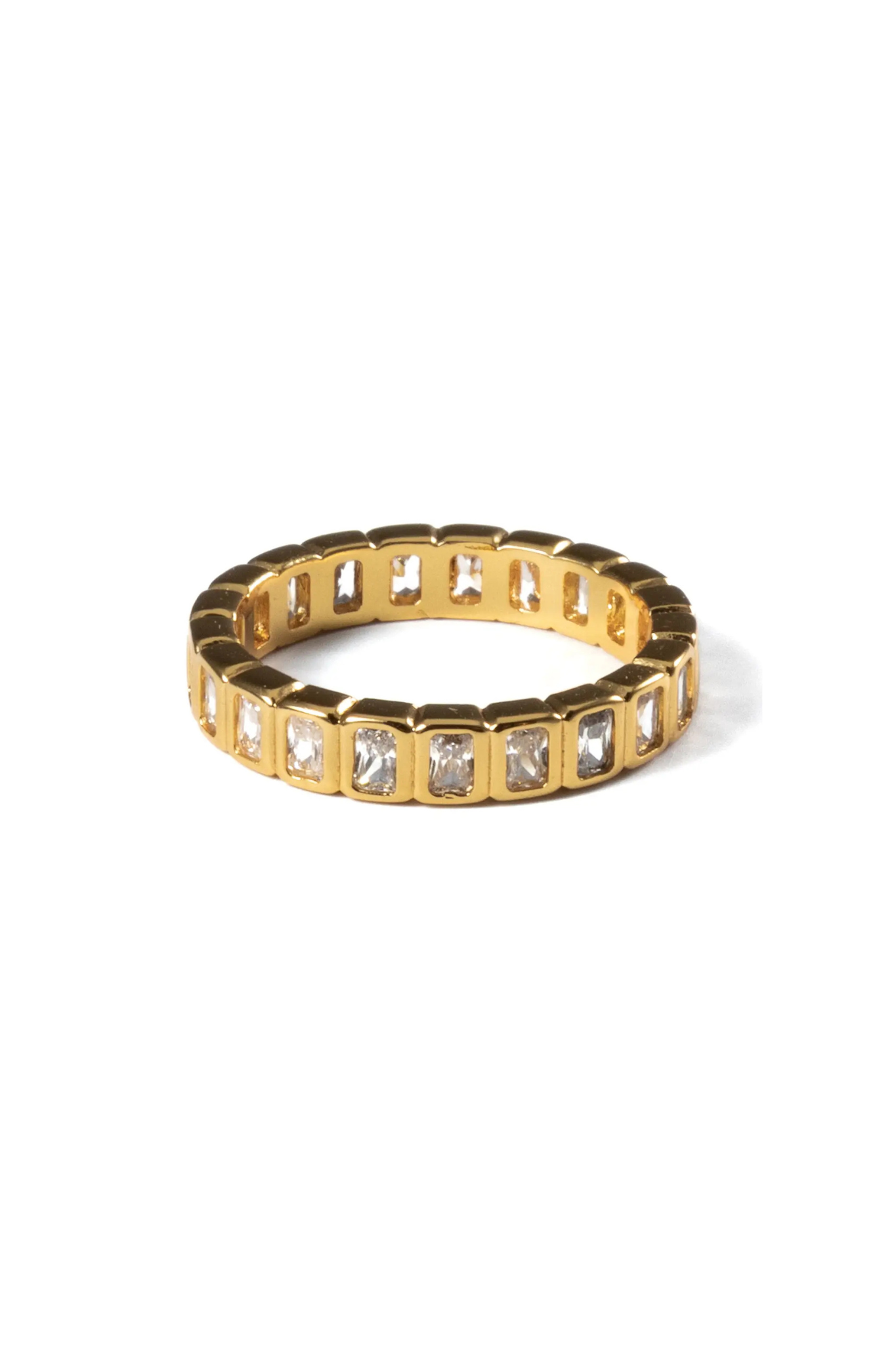 18K Gold Tennis Emerald Cut Ring