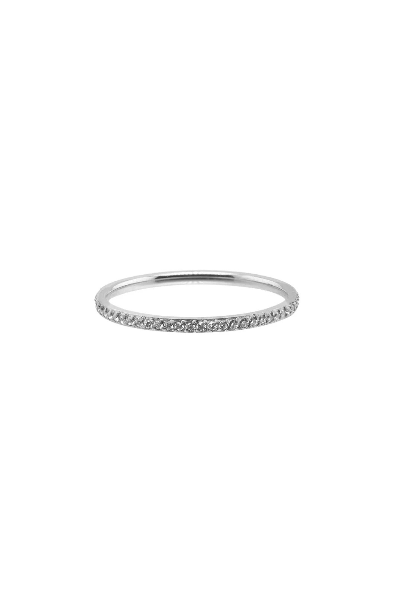 Silver Dainty Diamond Band Ring