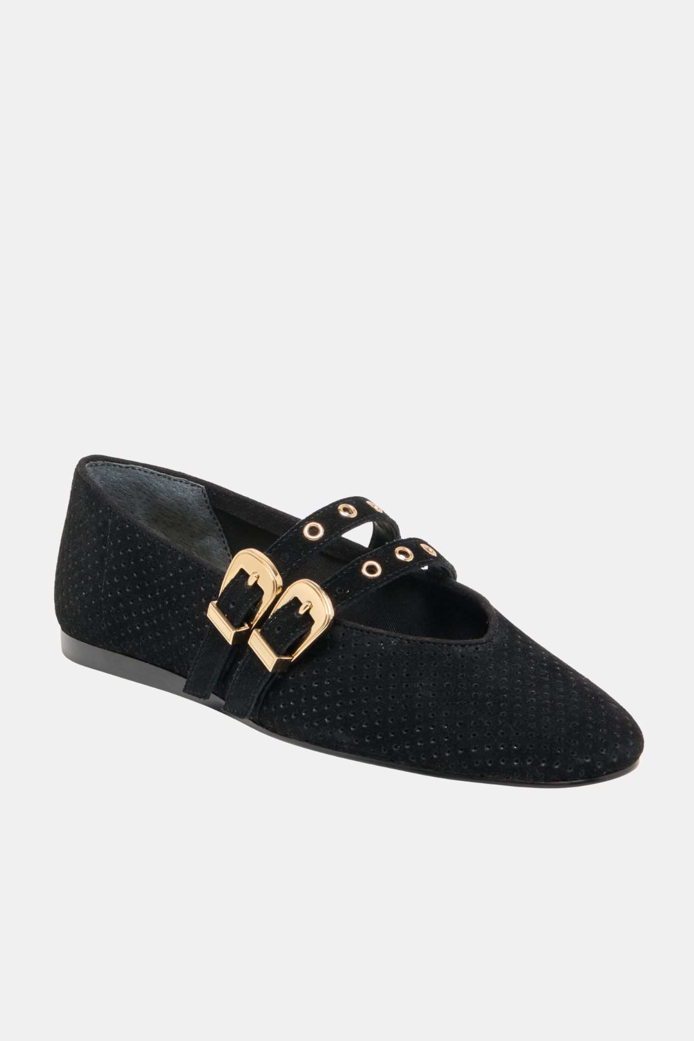 Baylee Onyx Suede Grommet Flat