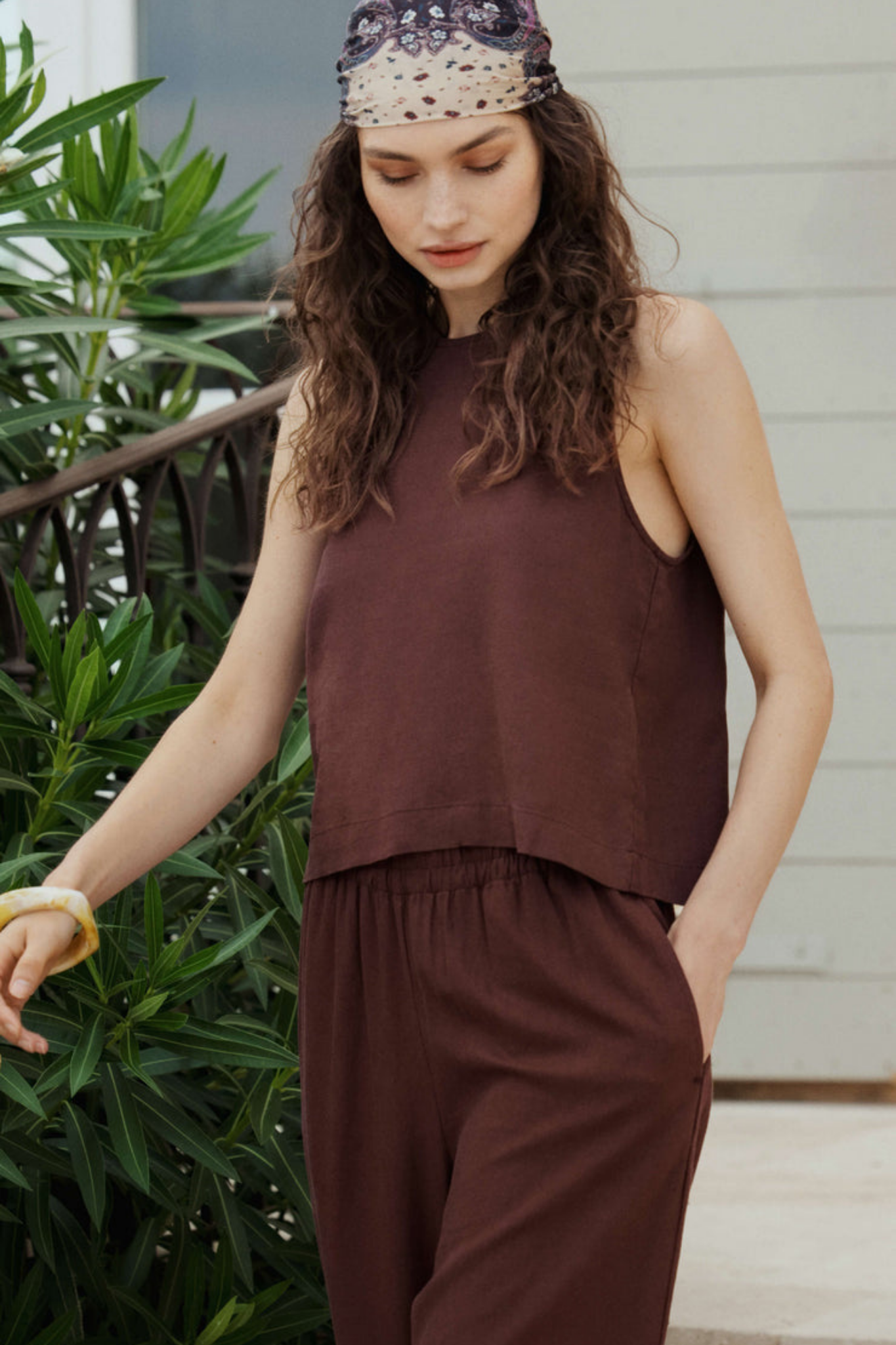 Sloane Chocolate Linen Tank