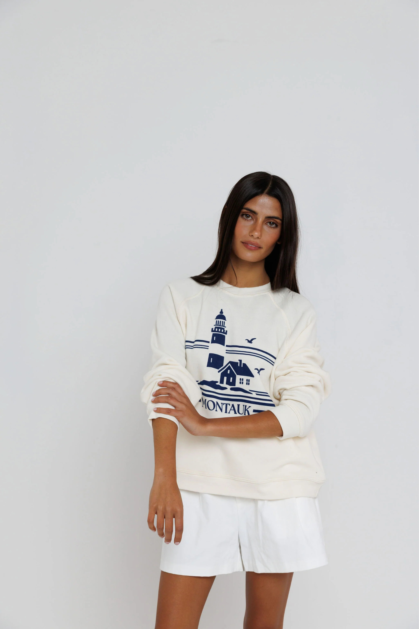 Montauk Lighthouse Raglan Crew
