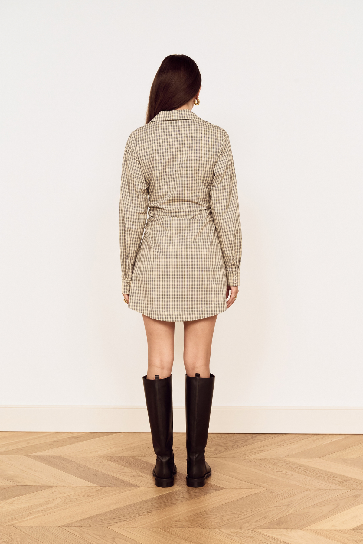 Mila Check Wrap Mini Shirtdress