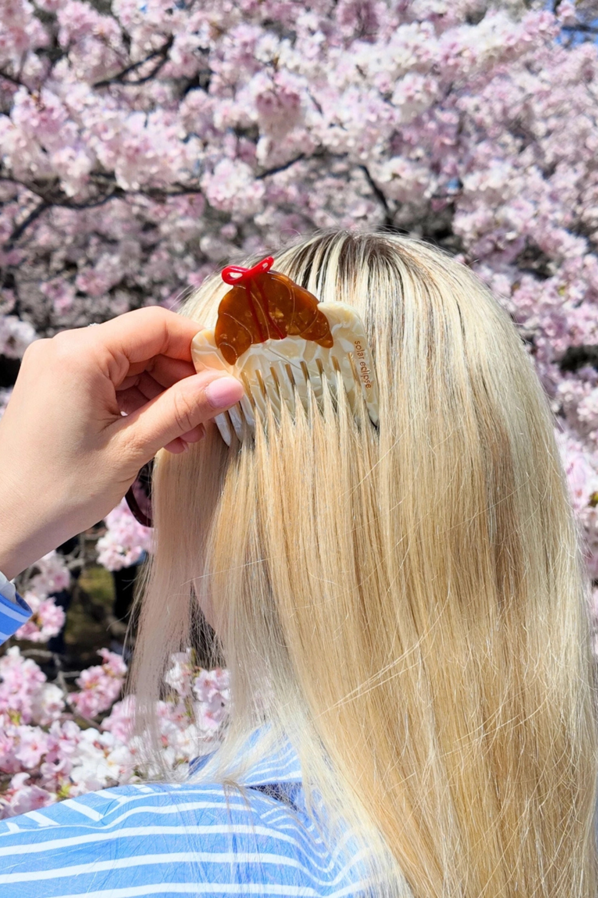 Croissant Bow Pocket Hair Comb