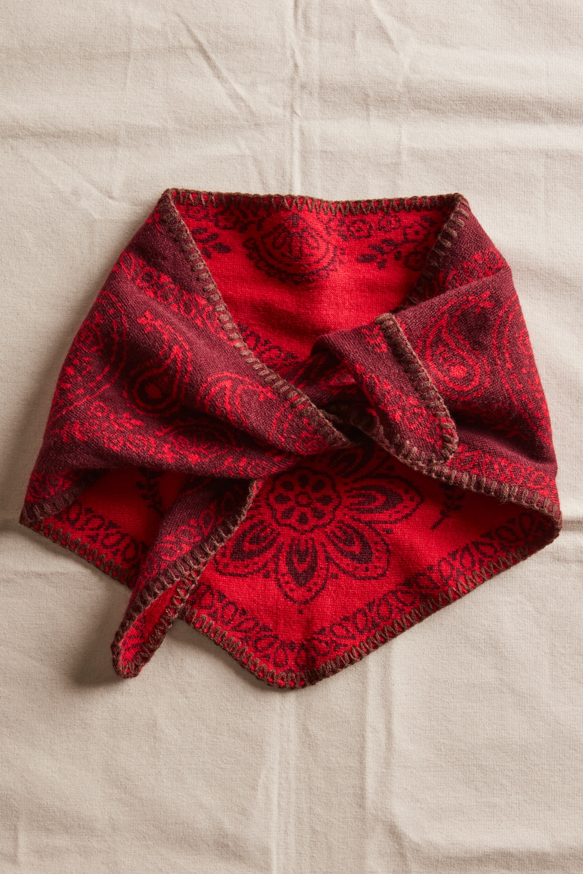 Carmen Wine Knitted Triangle Scarf