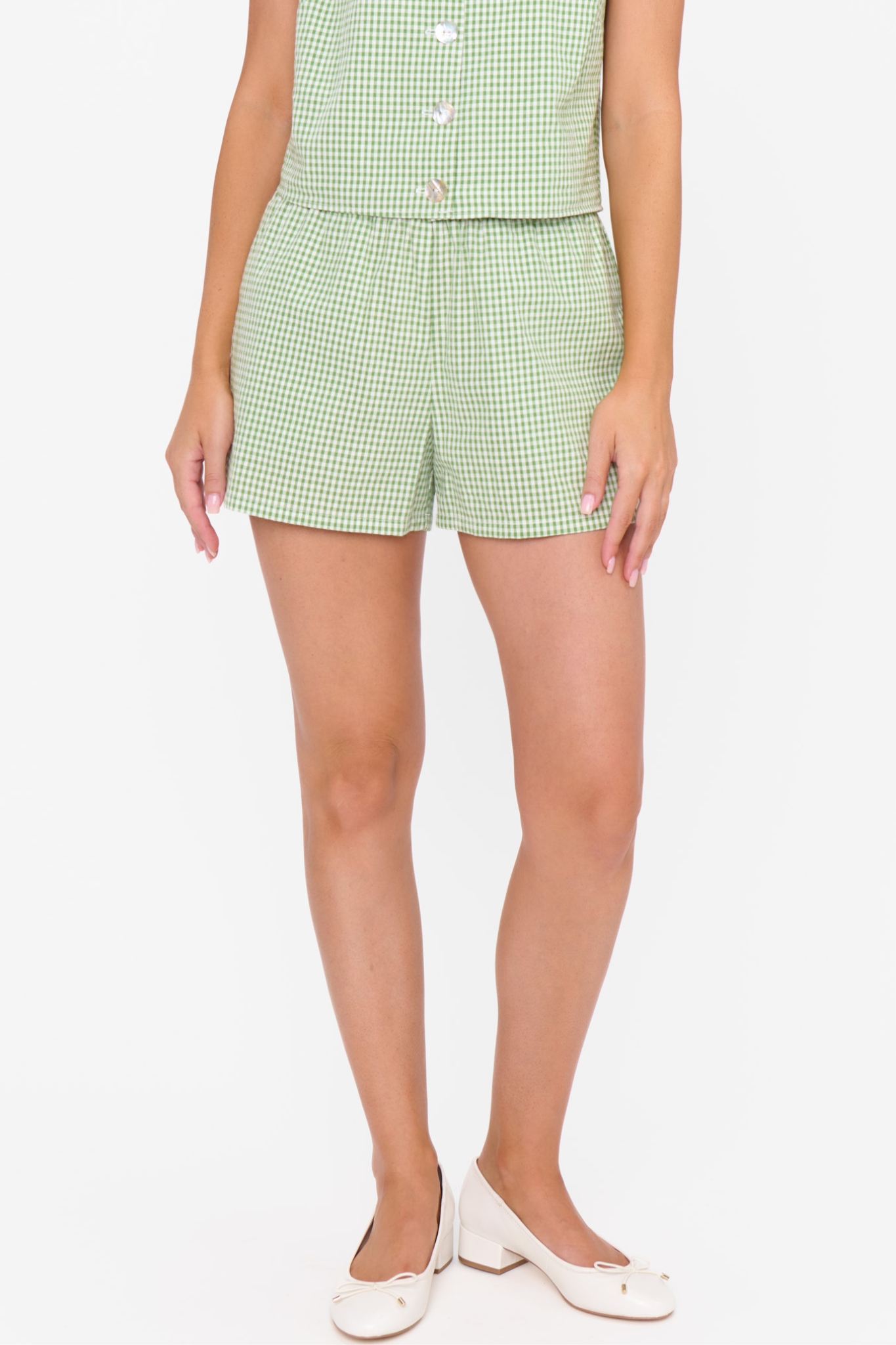 Maren Field Green Gingham Short