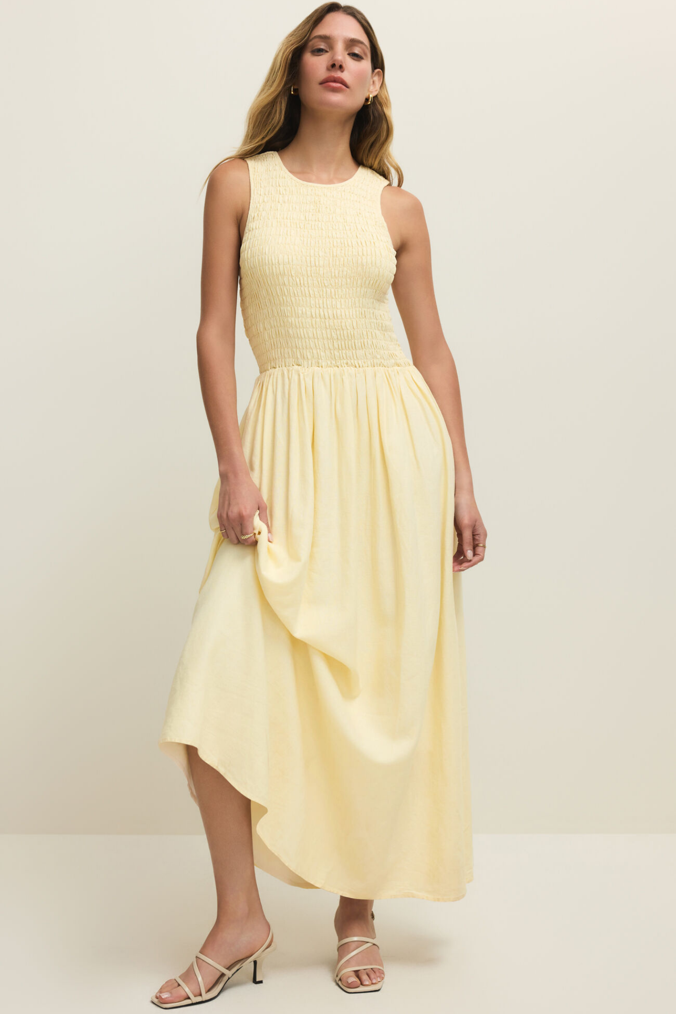 pineapple midi dress Juniper Maxi Color:mustard Beige Black Fitted Dress GENTLE CYCLE _okendo:syndication_key:CL135792038