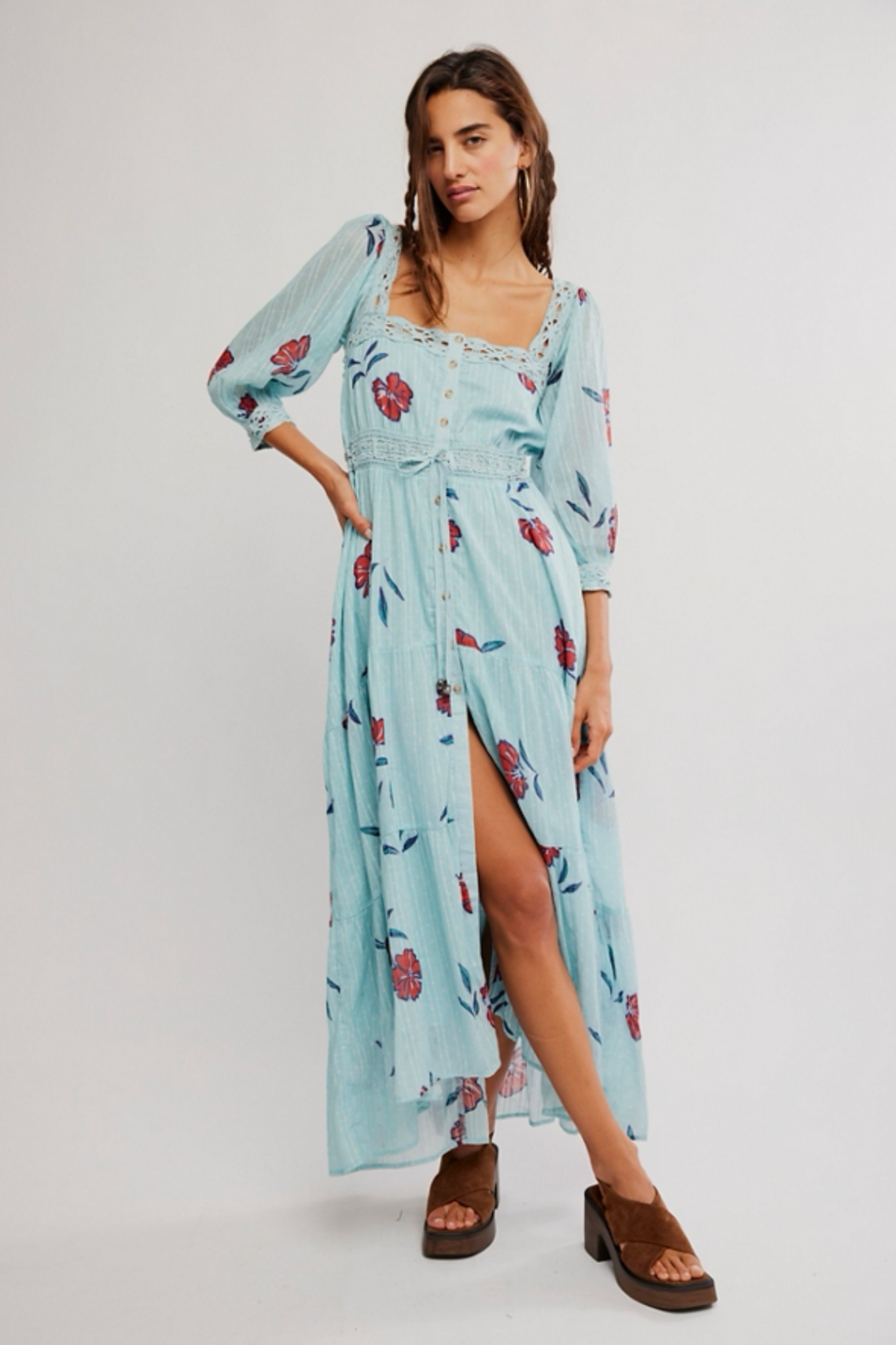 Morning Meadows Pastel Blue Maxi Dress