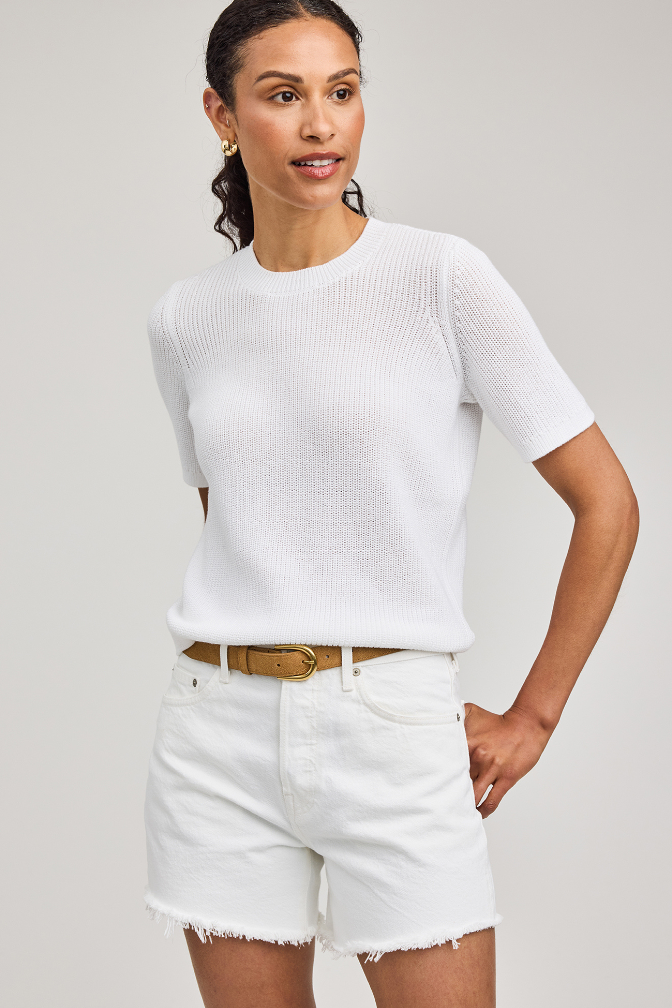 Faye White Knit Top