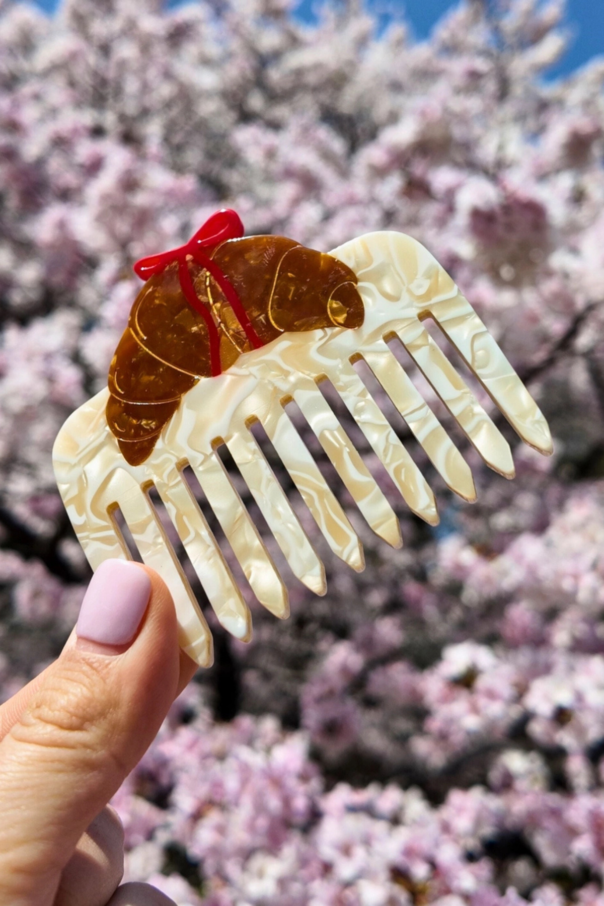 Croissant Bow Pocket Hair Comb