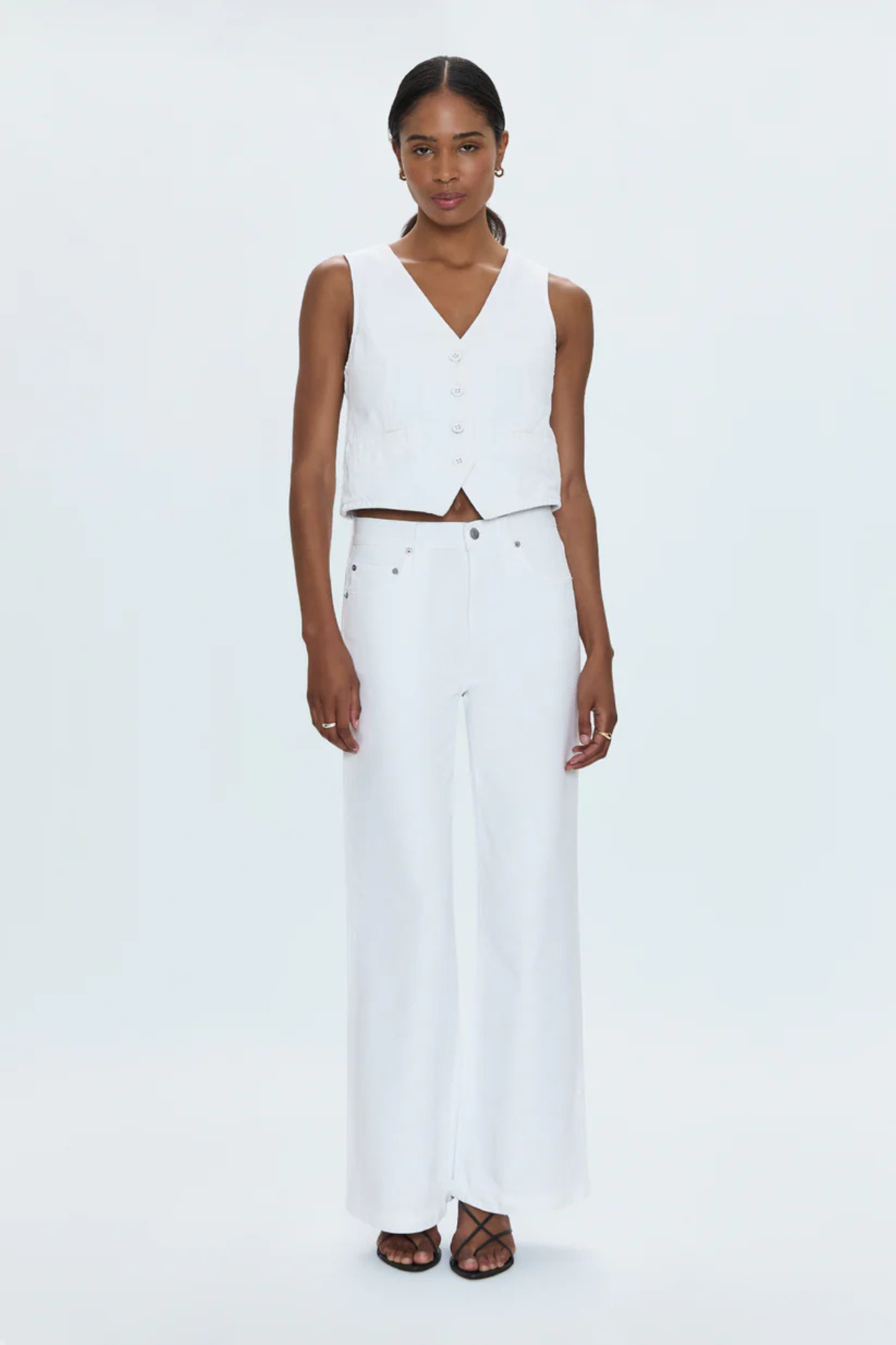 Jadyn Vivid White Low Slung Palazzo