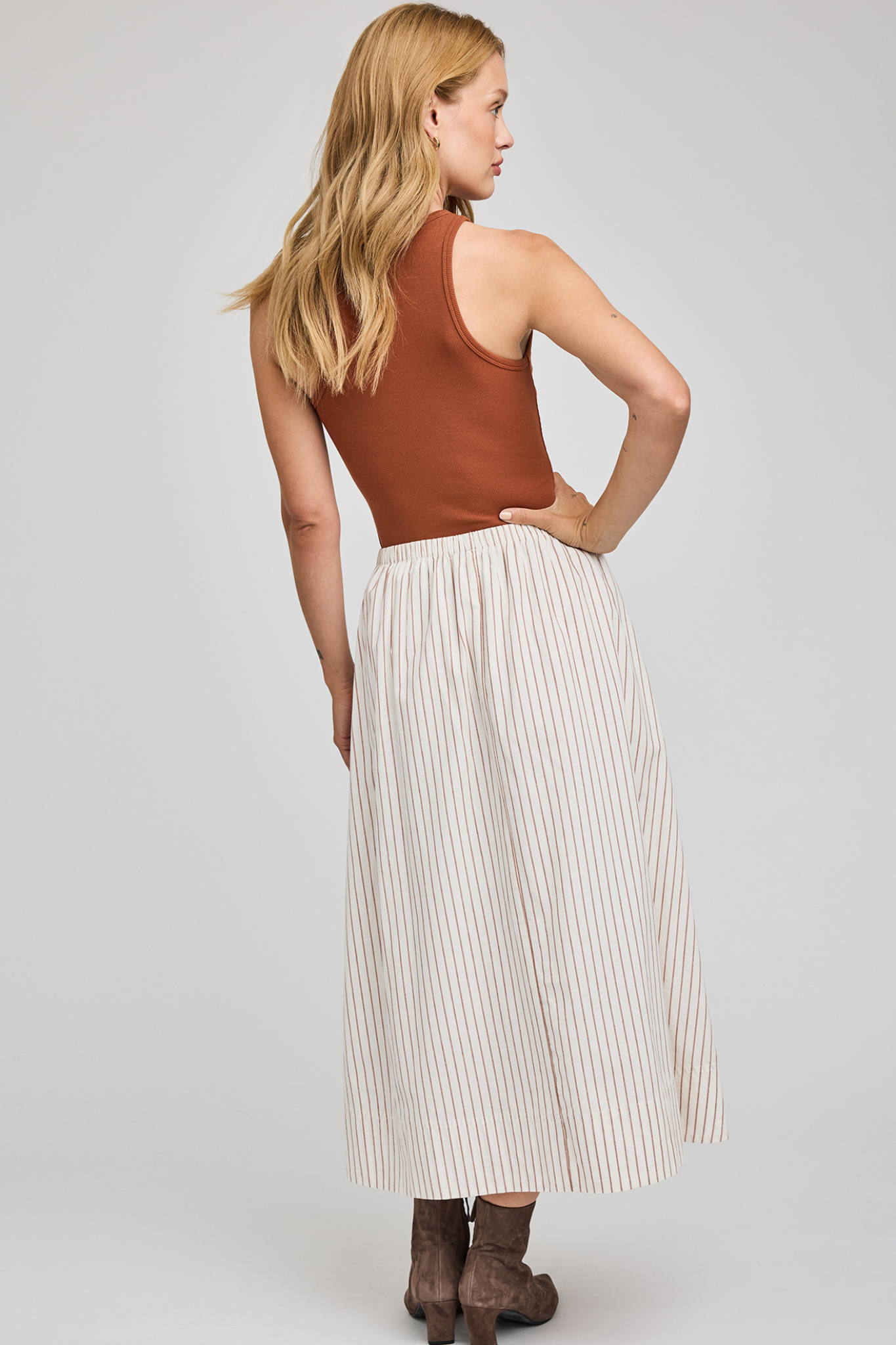 Wilhelmina Cream Stripe Skirt