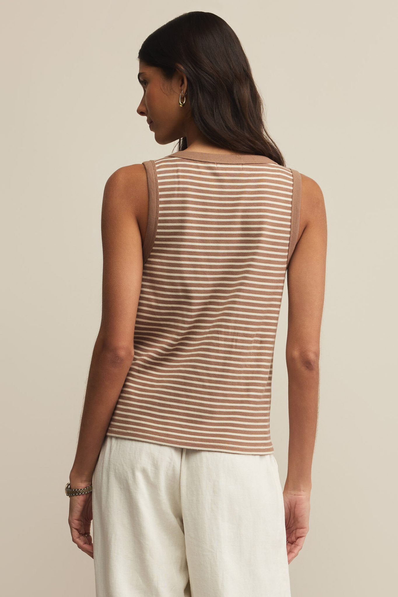 Elin Iced Coffee Stripe Rib Tank