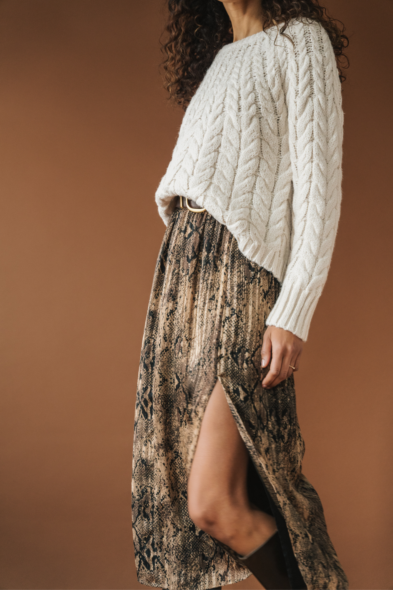 Adeline Topaz Snake Midi Skirt