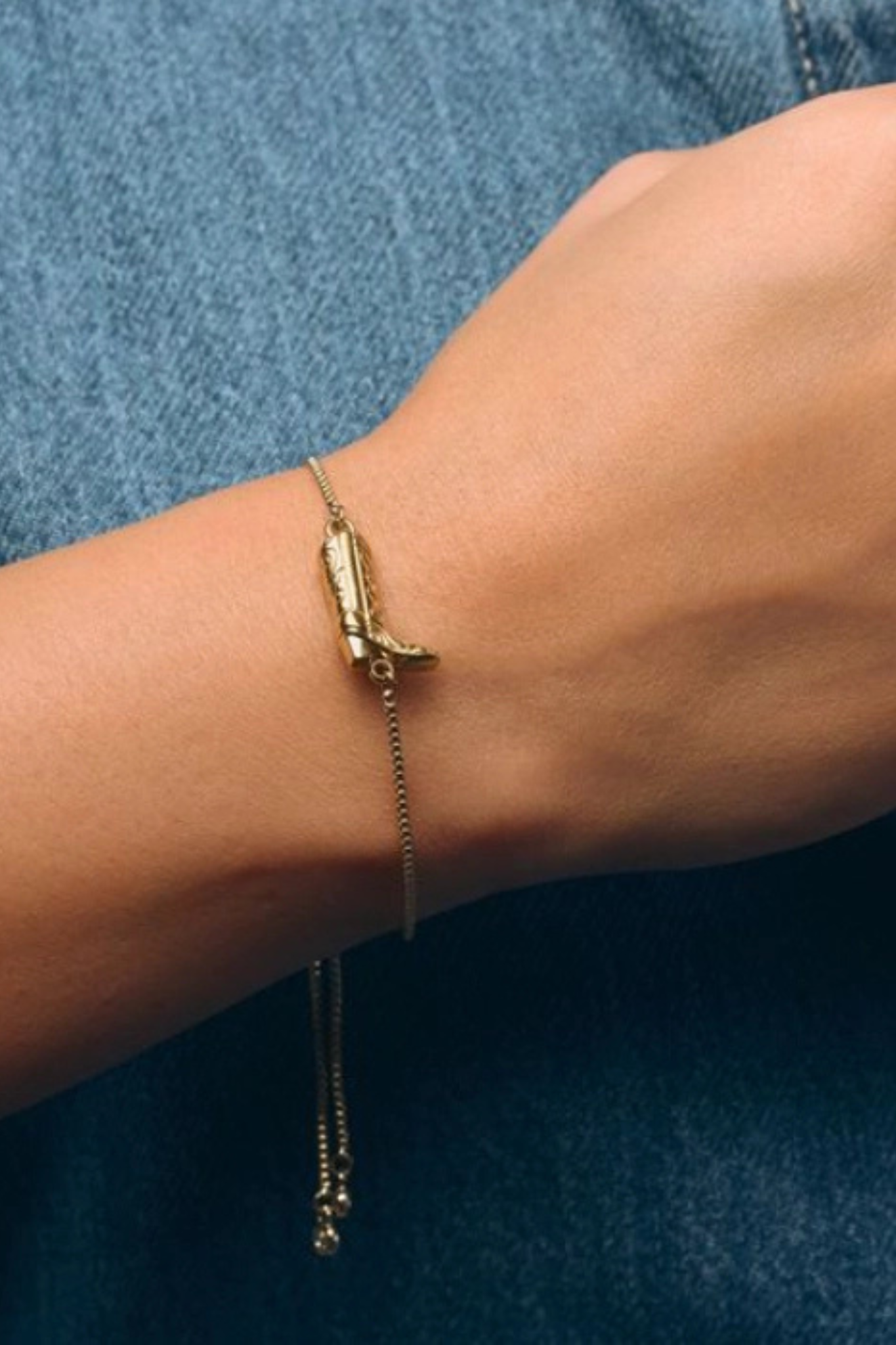 Cowboy Boot Gold Slider Bracelet