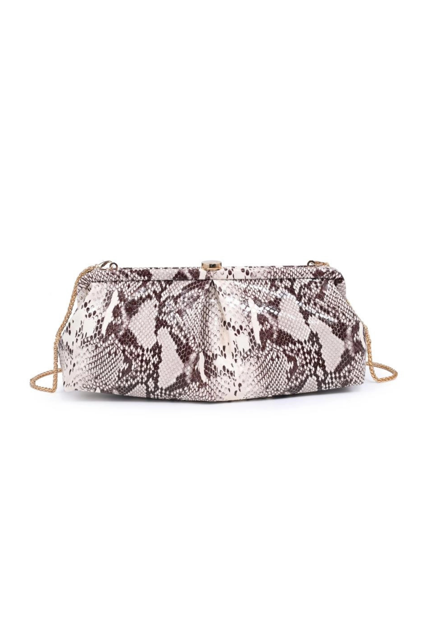 Kit Brown Snake Print Clutch