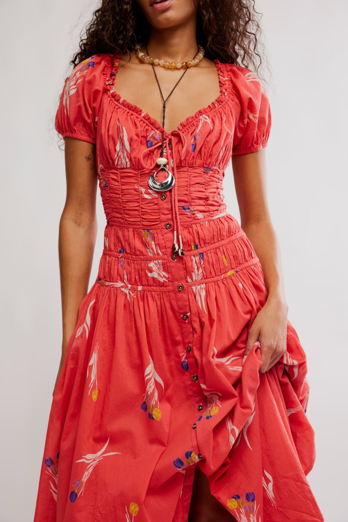 Complete Me Coral Midi Dress