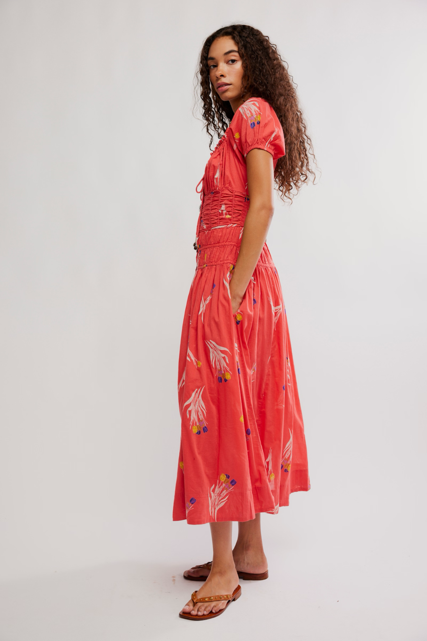 Complete Me Coral Midi Dress