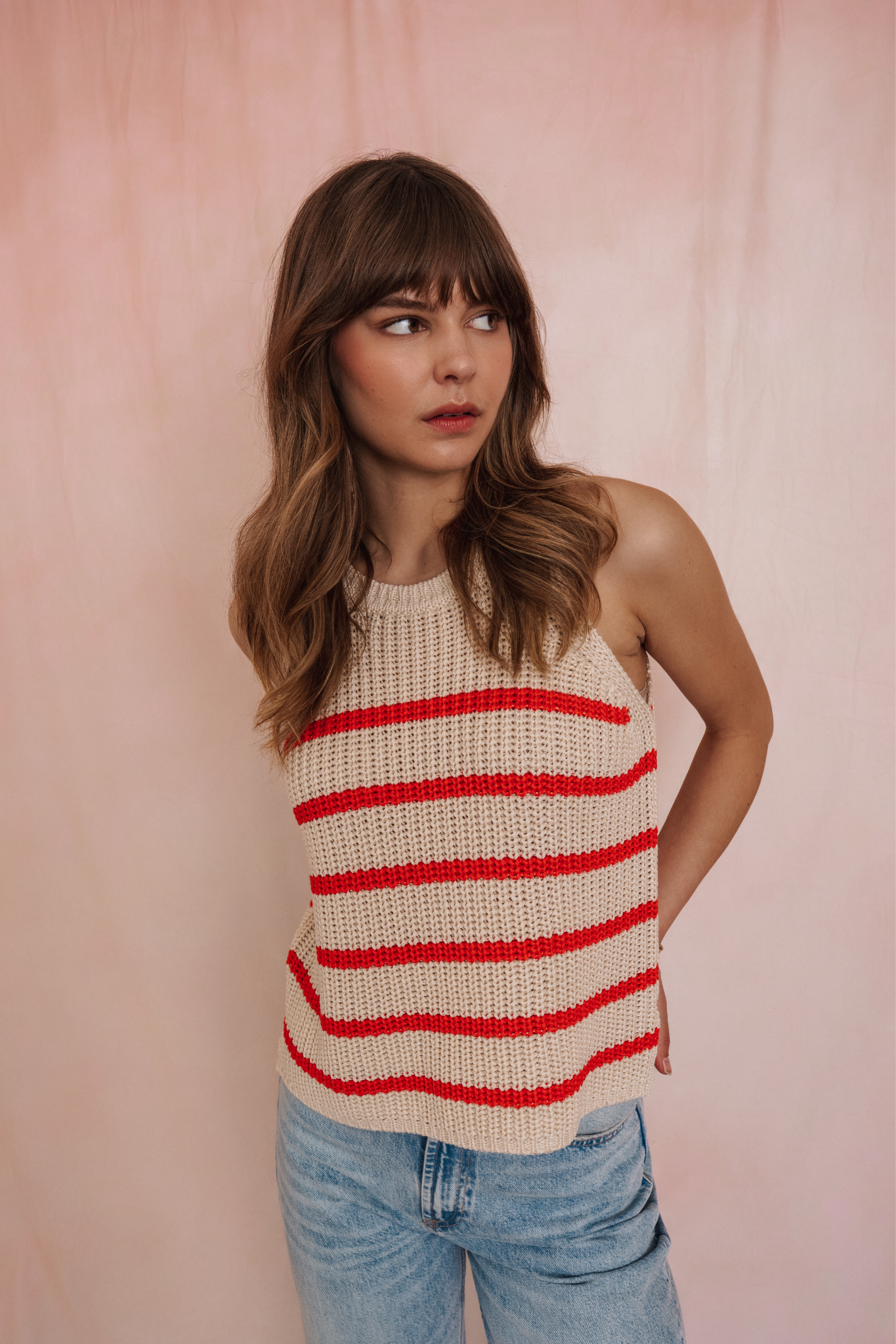 Andrea Grenadine Stripe Knit Tank